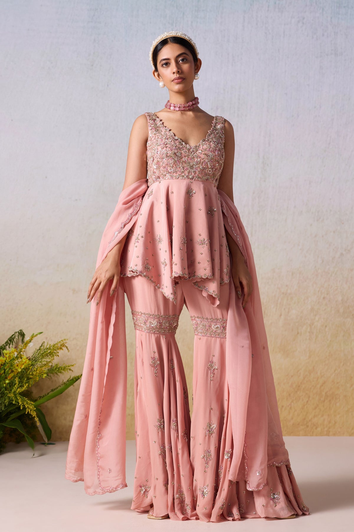 Dusty Rose Sharara Set