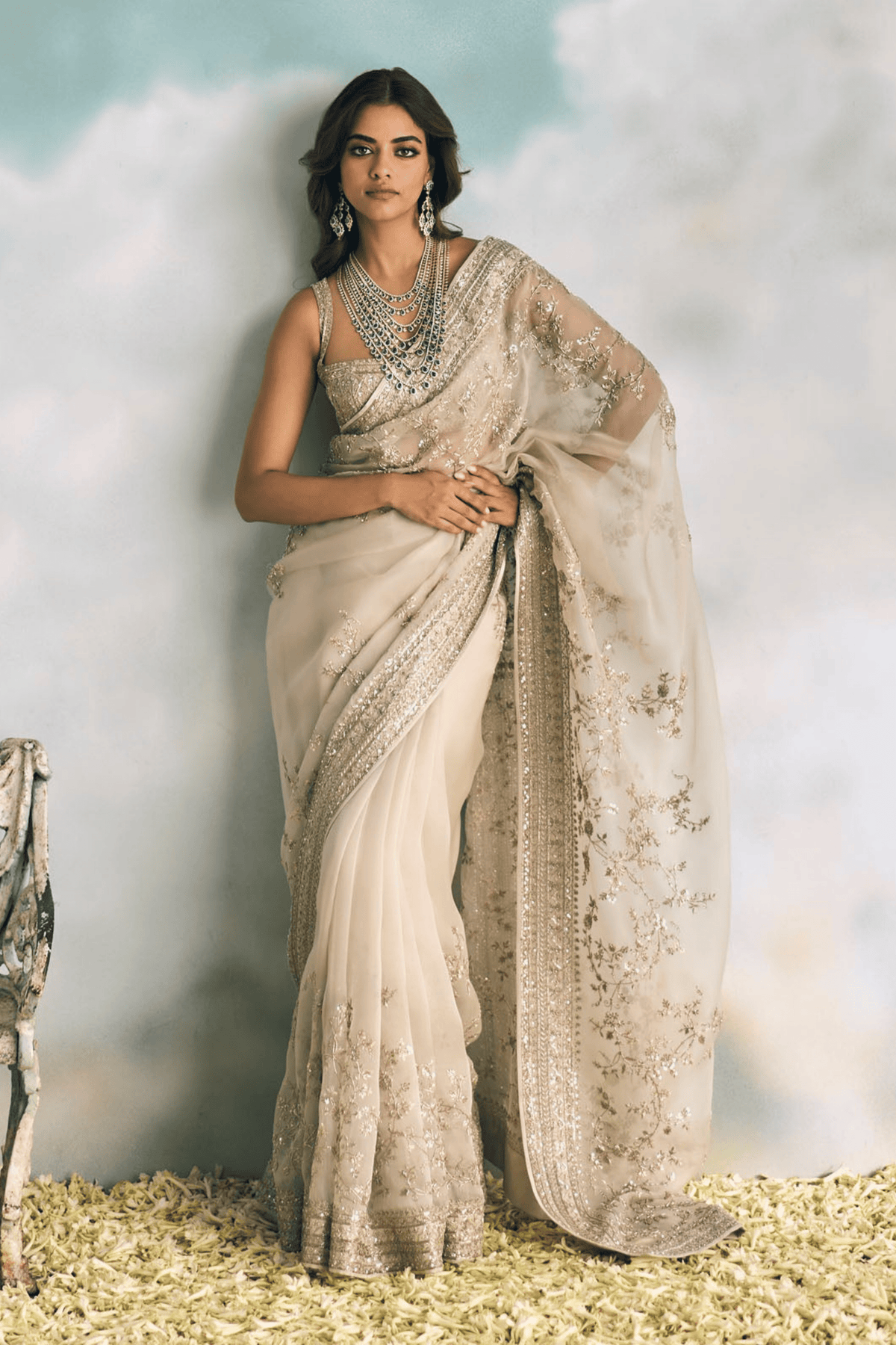 Ivory Avika Saree Set