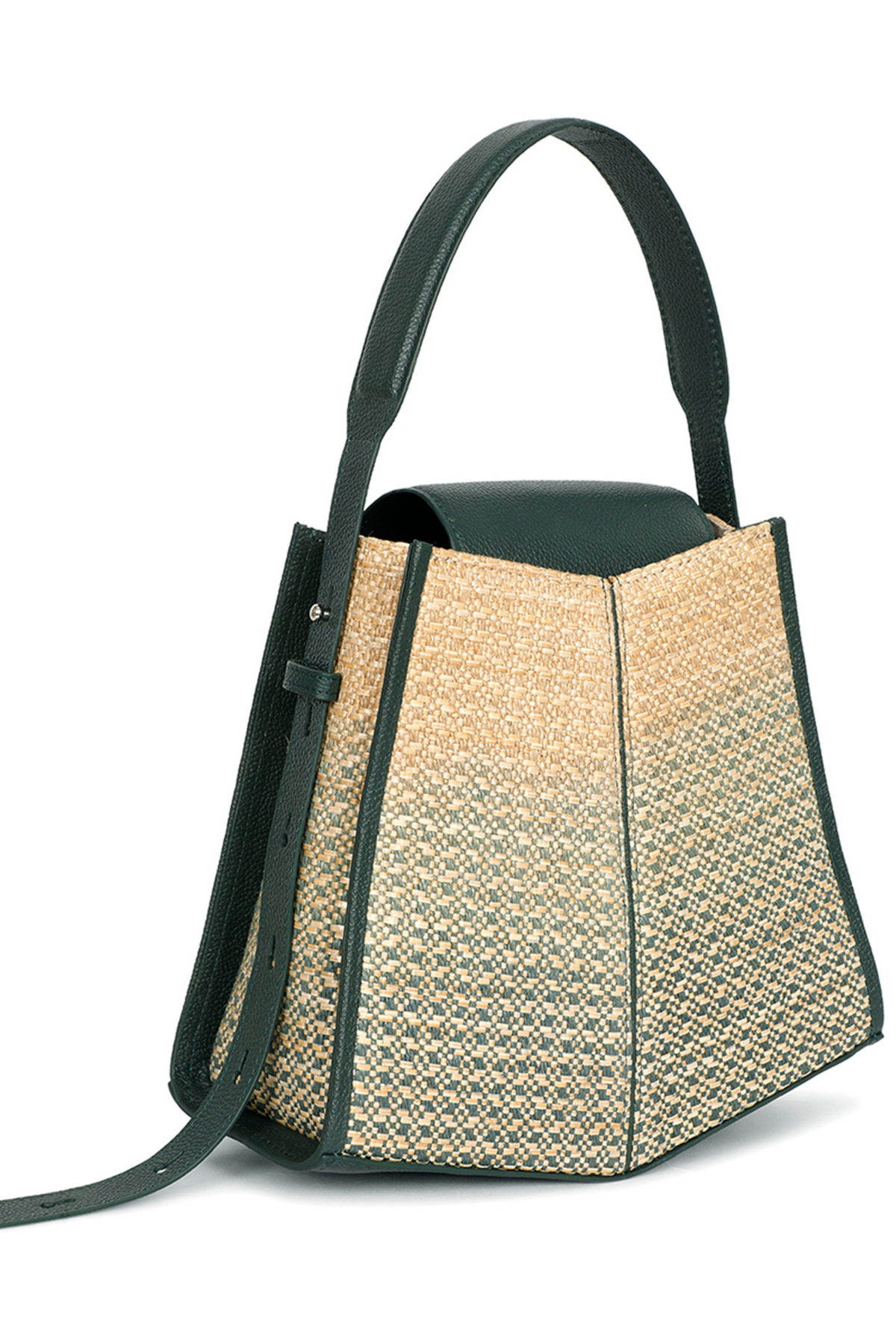 Fern Bucket Raffia Teal Bag