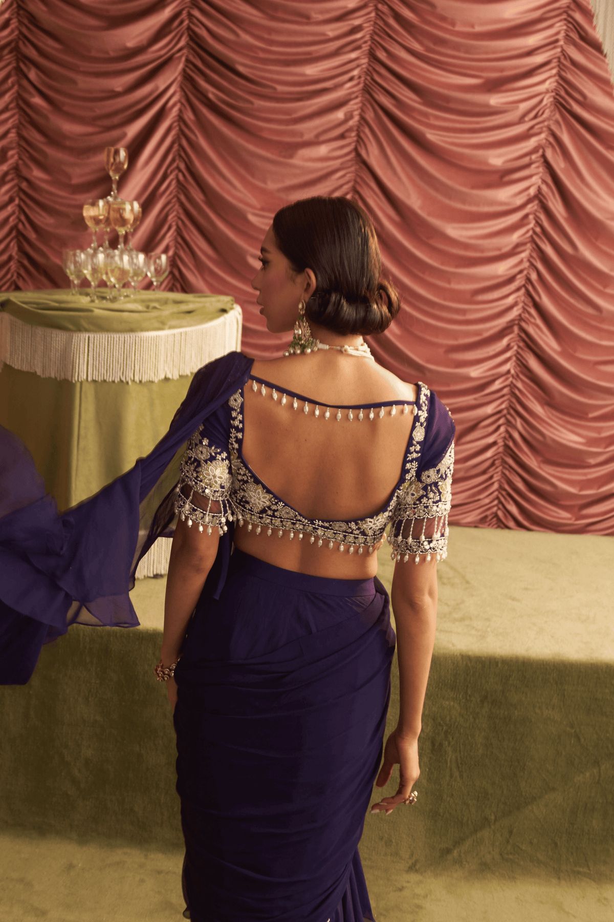 Purple Drape Saree With Choli