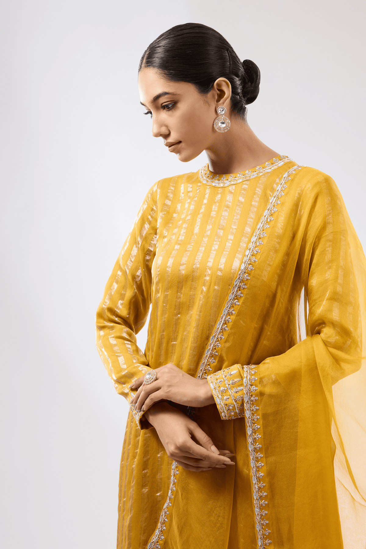 Zari Mustard Kurta Set