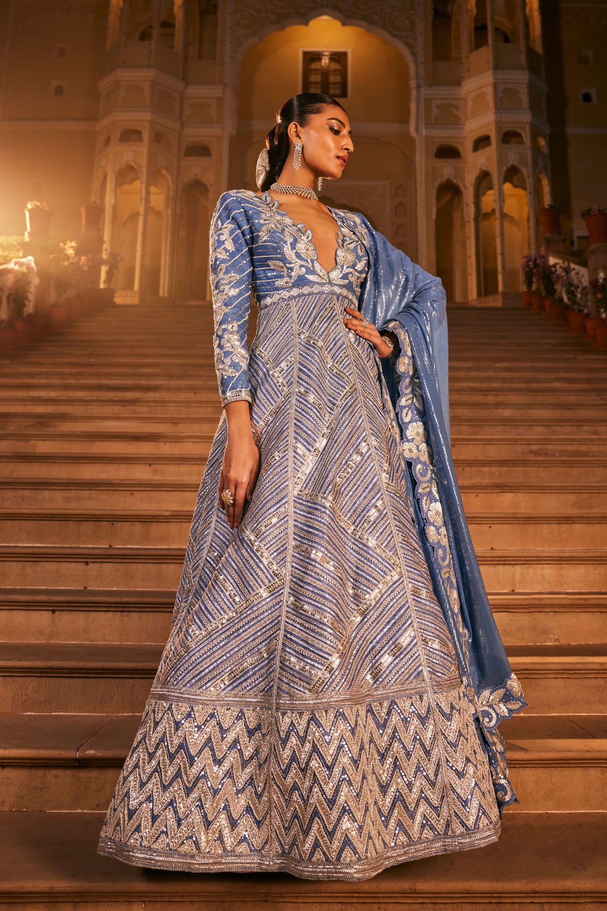 Blue Nivedya Anarkali Set