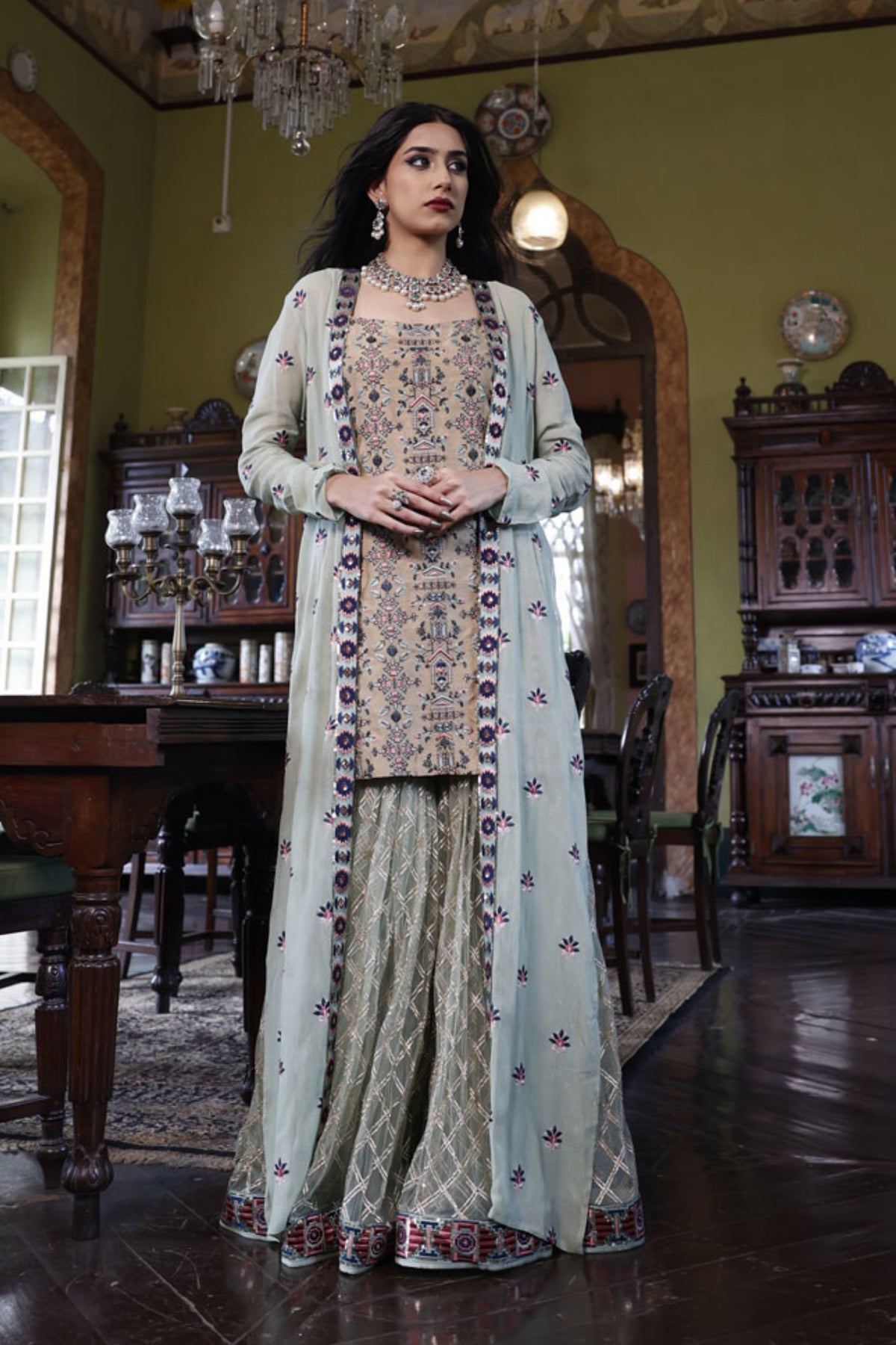 Kurta with Sharara and Cape