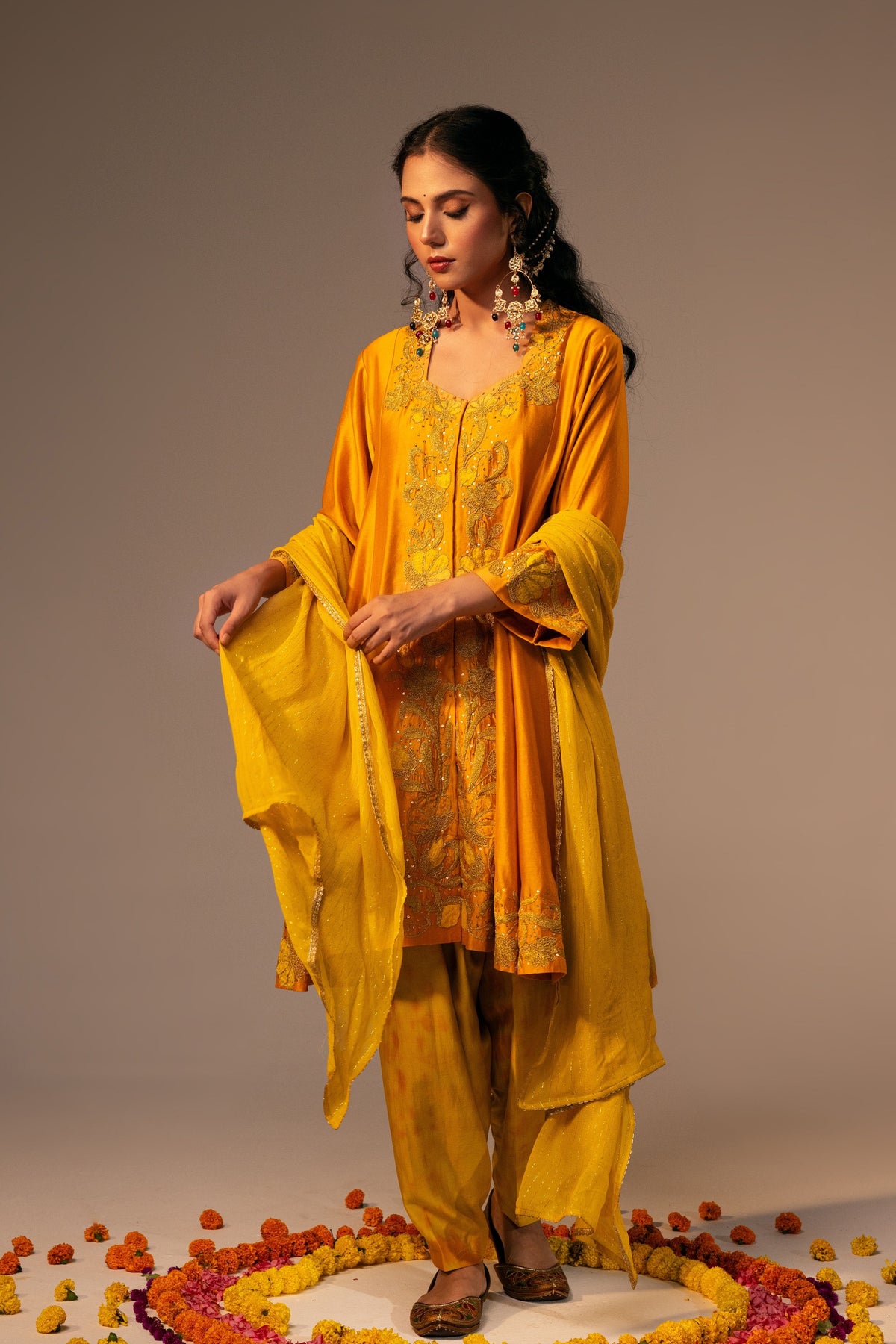 Orange Kurta With Salwar