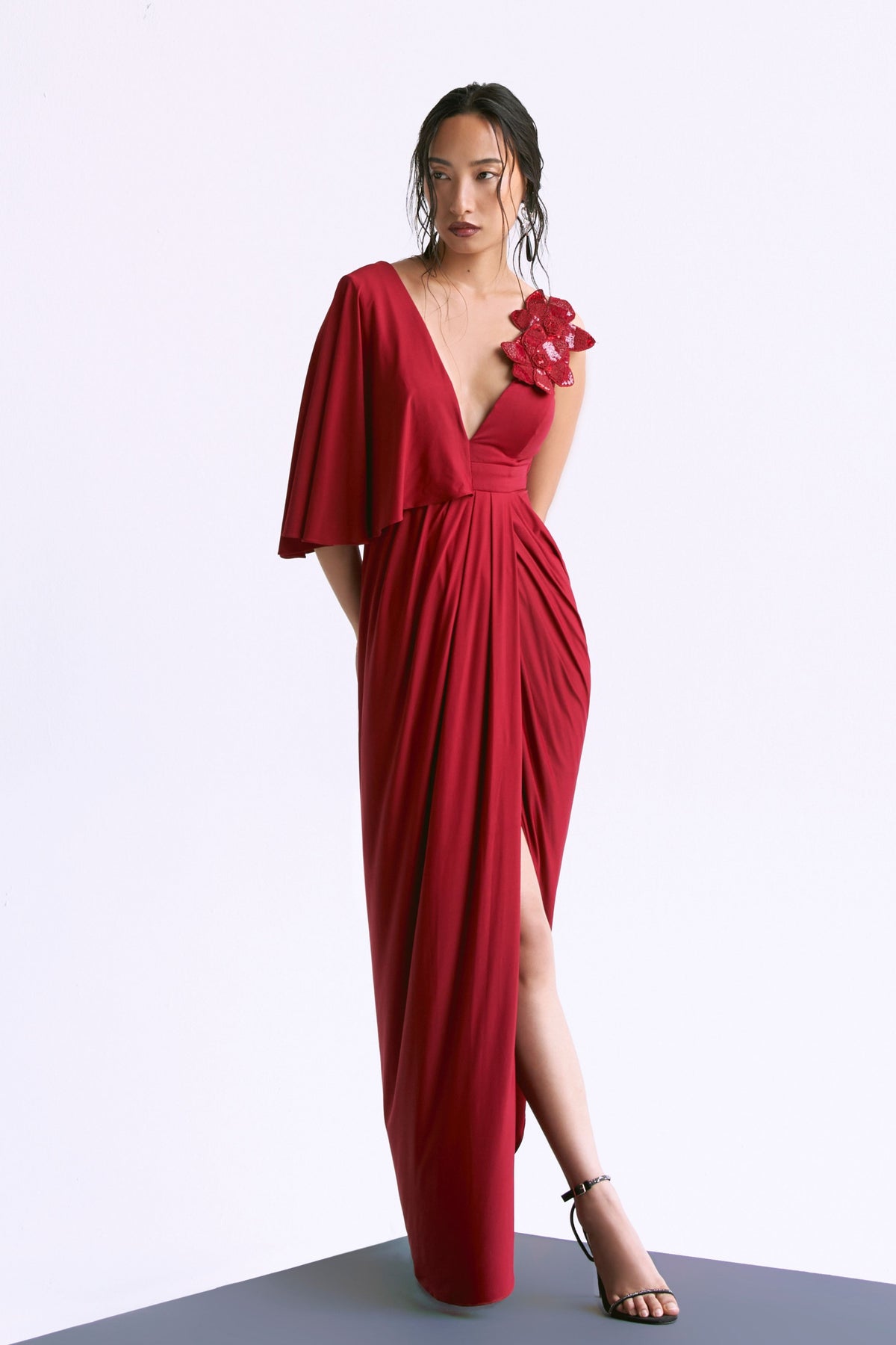 Plunge Overlap Gown