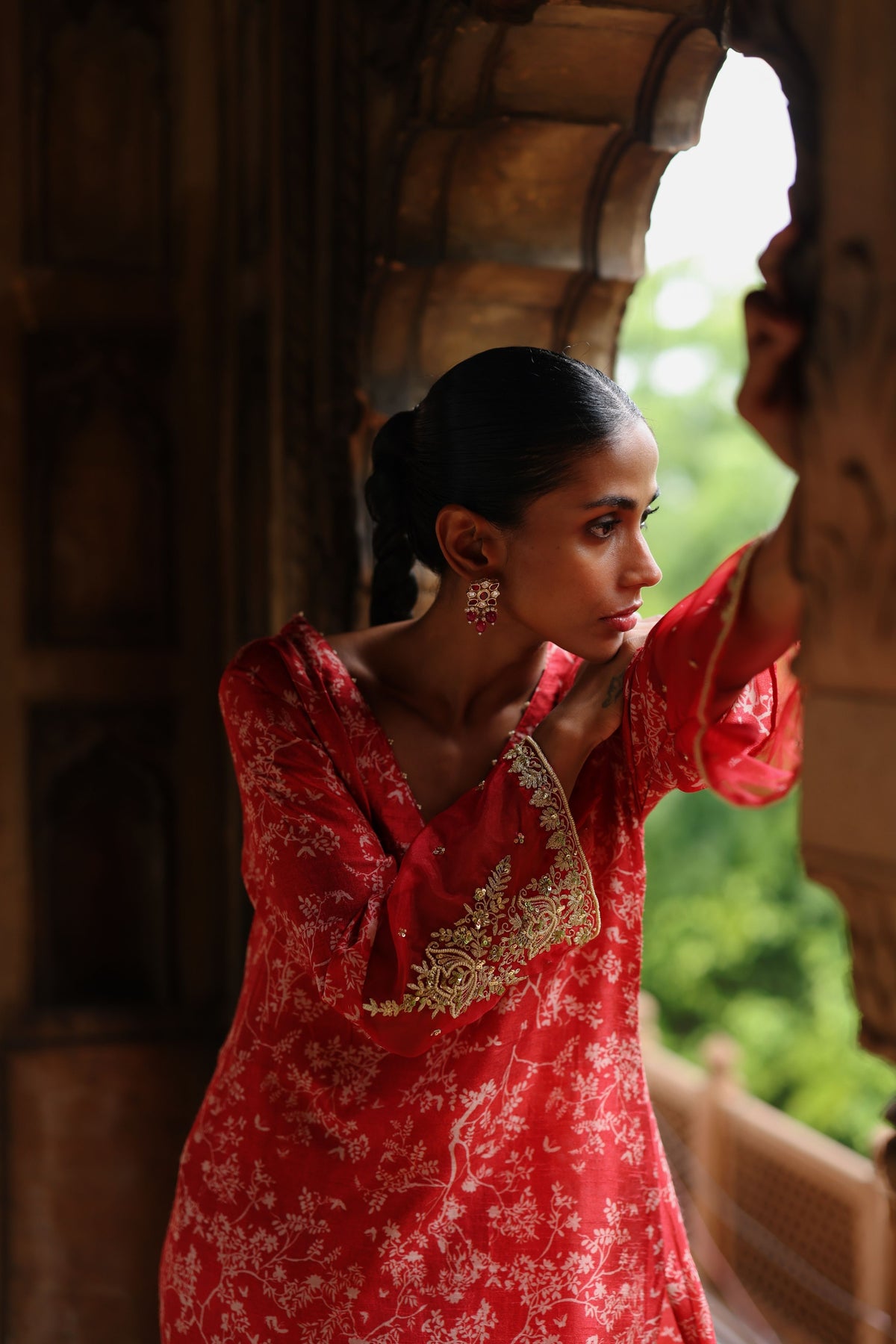 Red Sequin Kurta Set