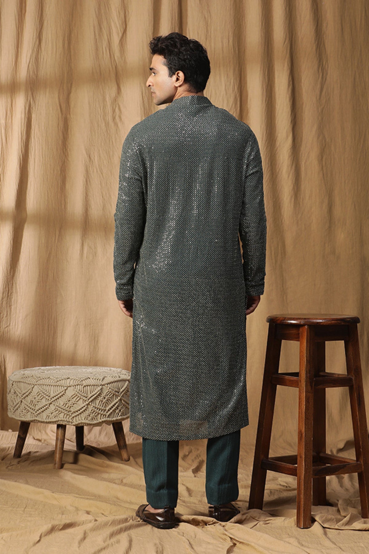 Sequin Green Kurta Set