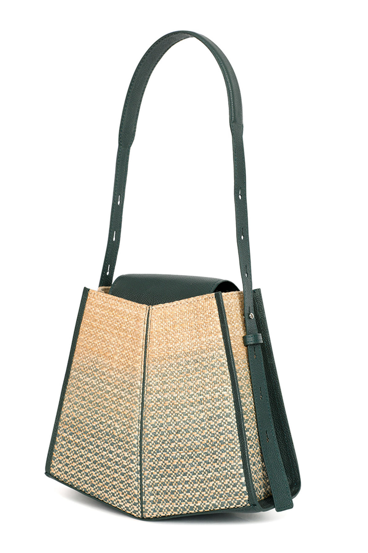 Fern Bucket Raffia Teal Bag