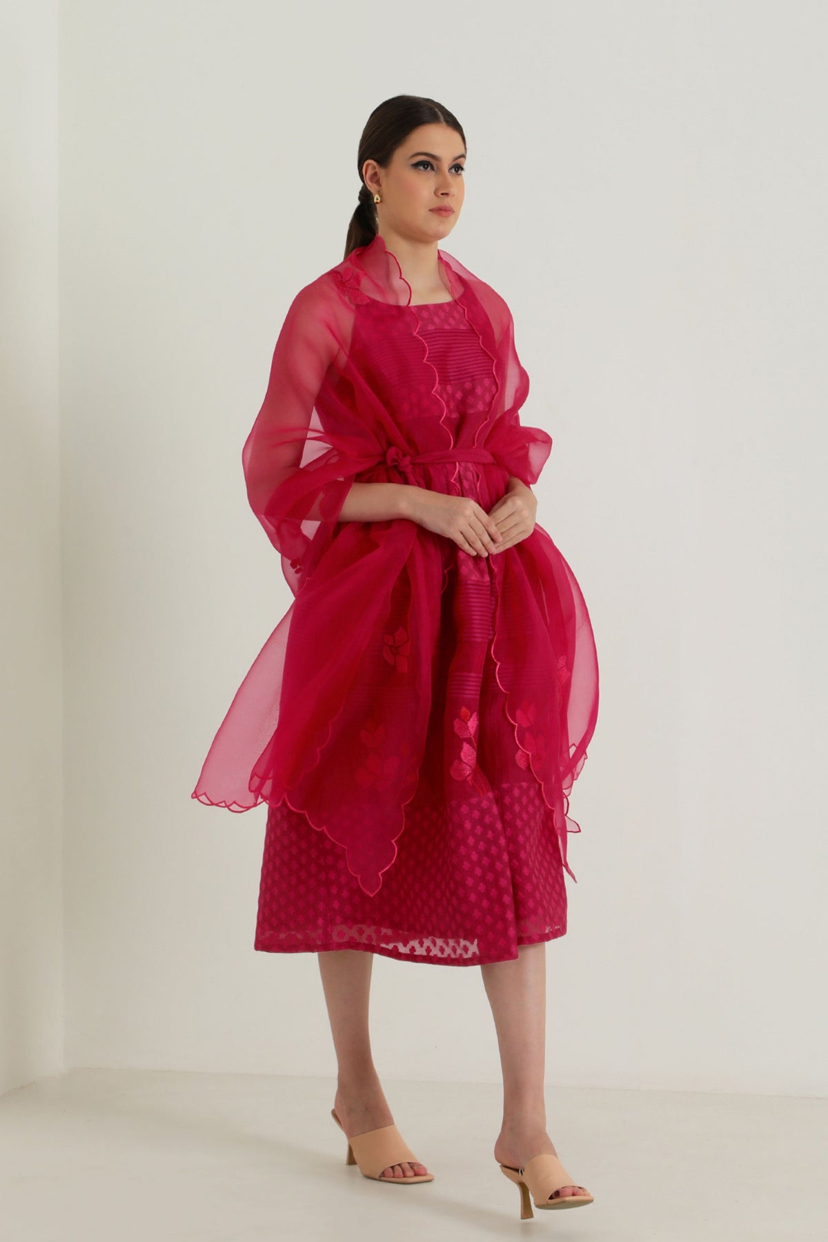 Fuchsia  Embroidery Dress