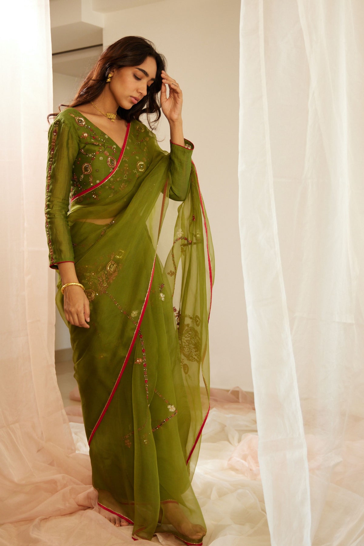 Green Dhuleti Saree