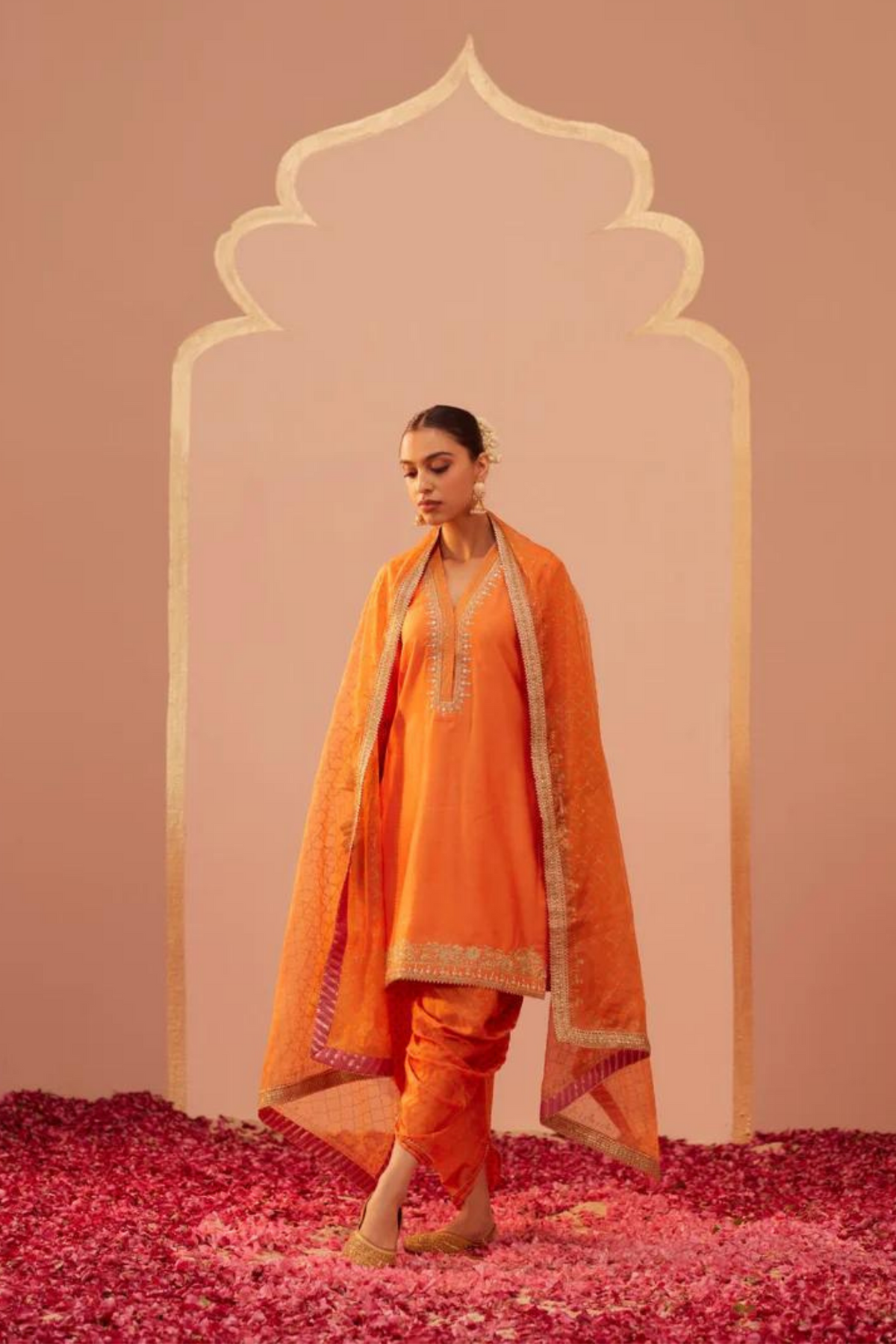 Faheeda Orange Kurta Set