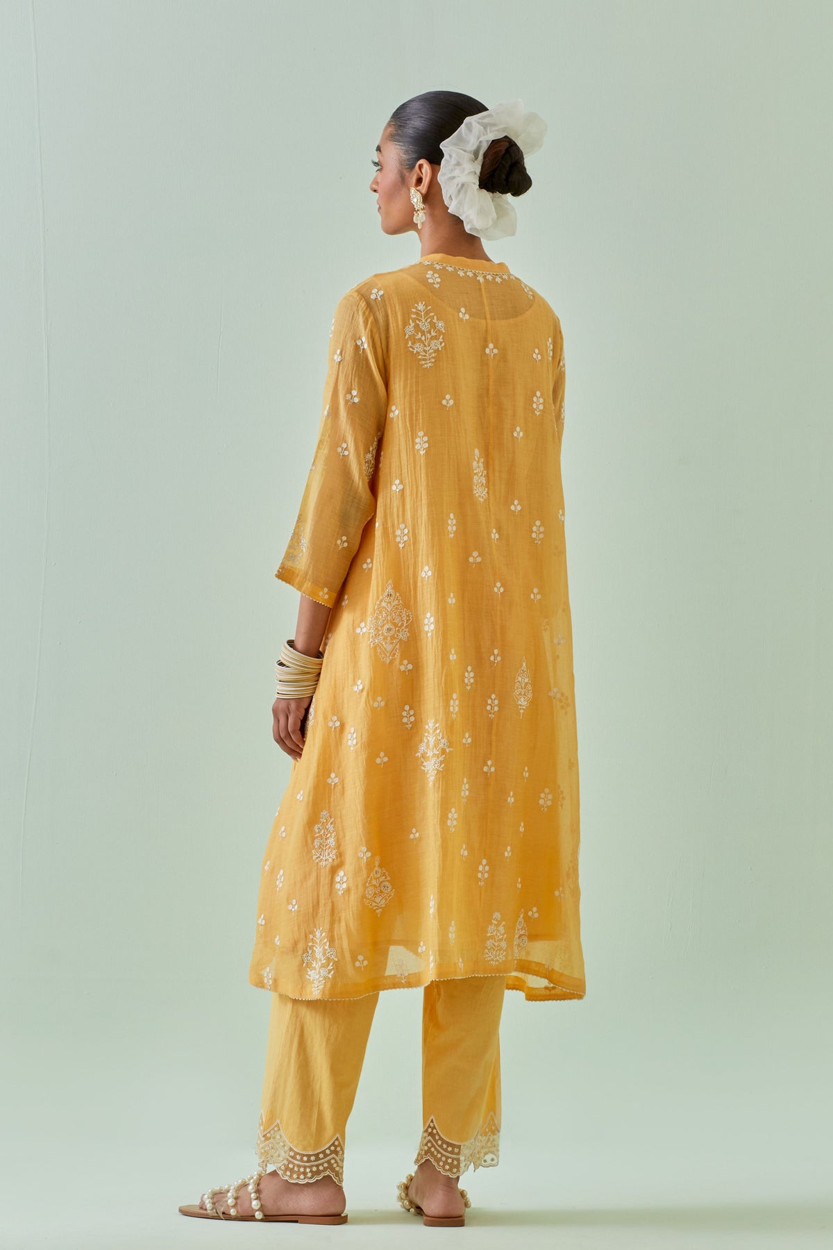 Yellow Dori Embroidery Kurta Set