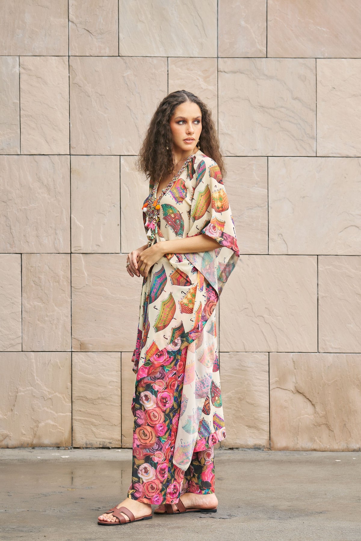 Umbrella Printed Kaftan With Pants