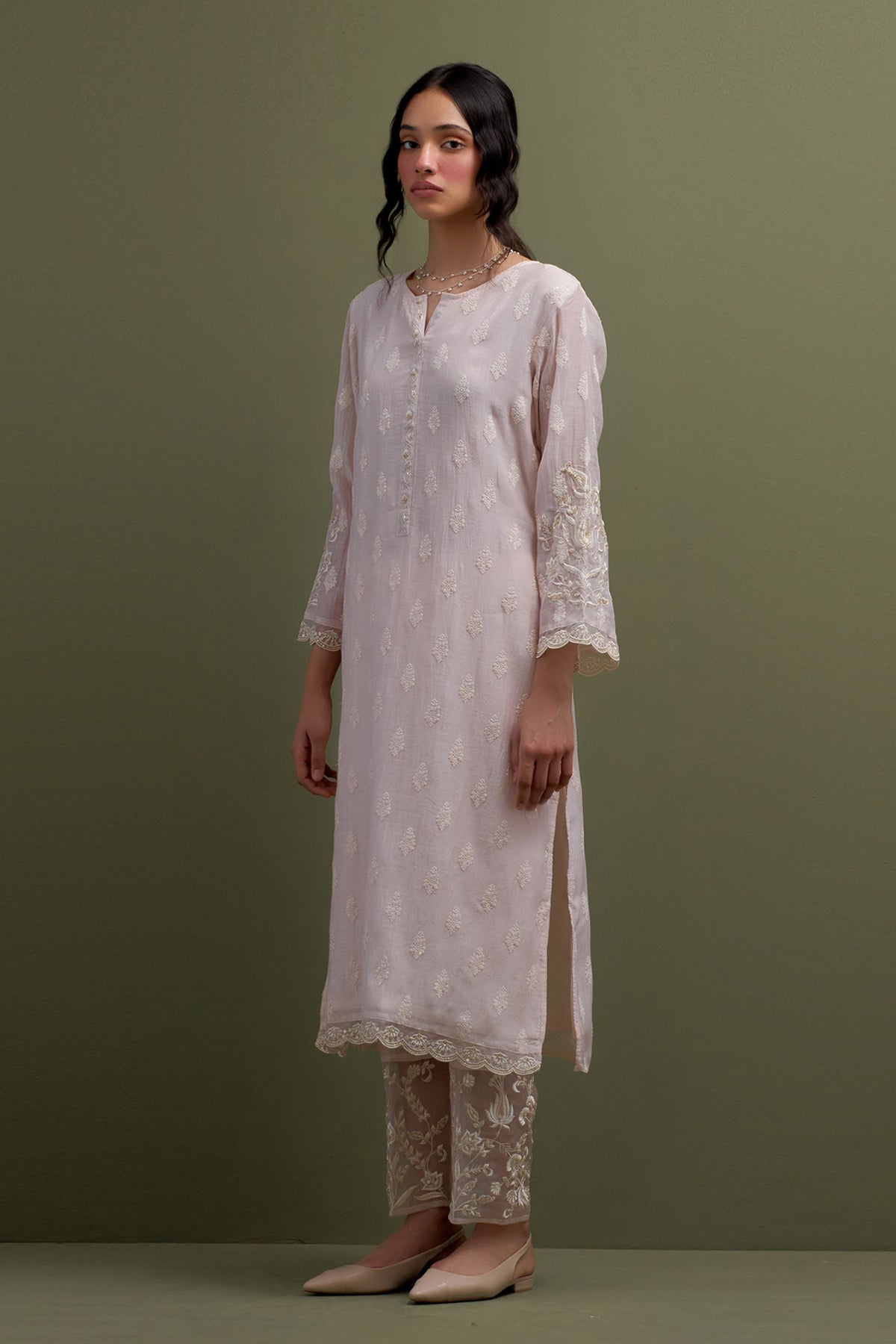 Pink Embroidered Kurta Set