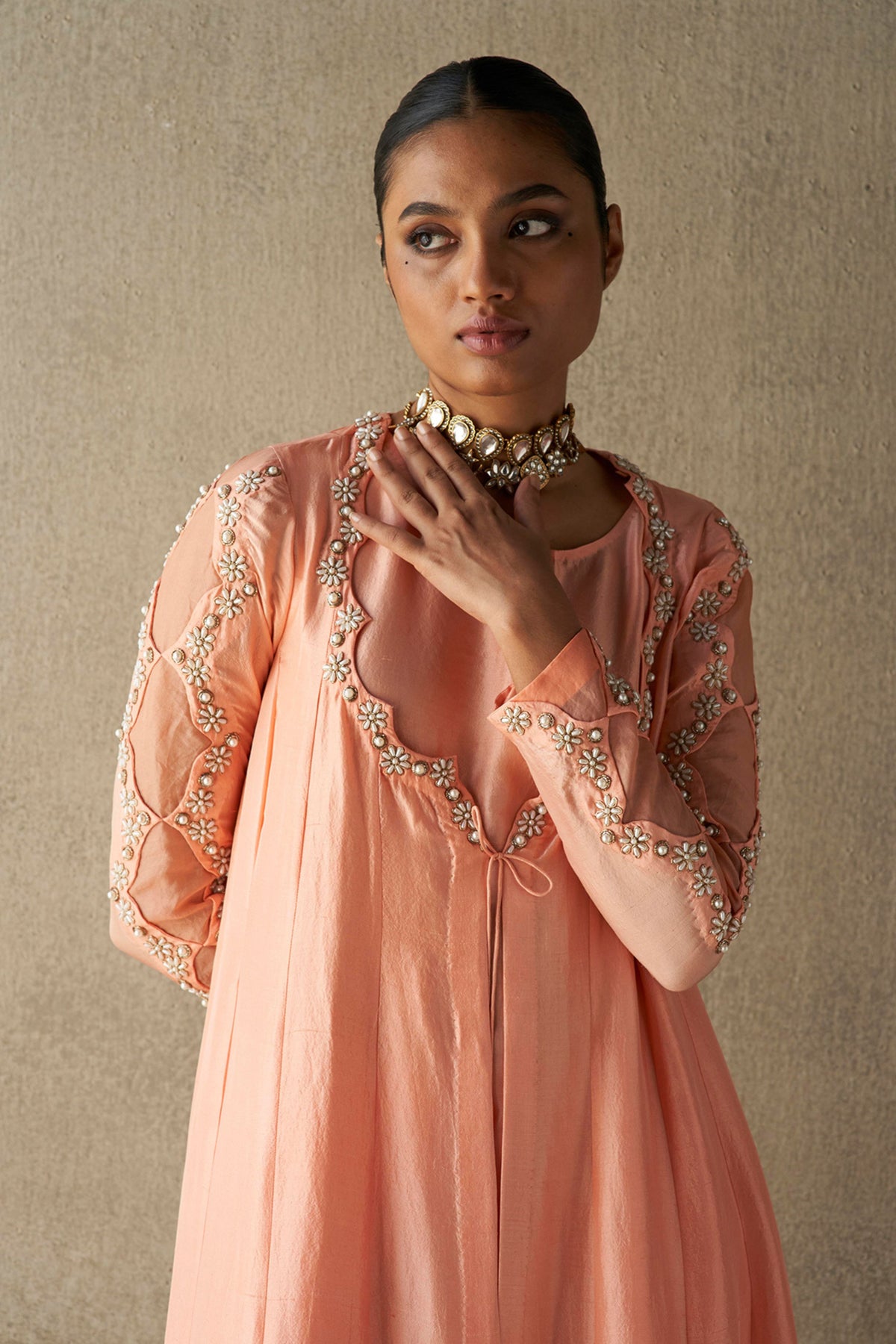 Rafat Coral Anarkali Set