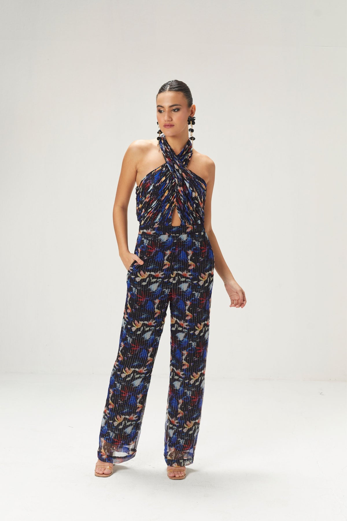 Dark Blue Printed Jumpsuit