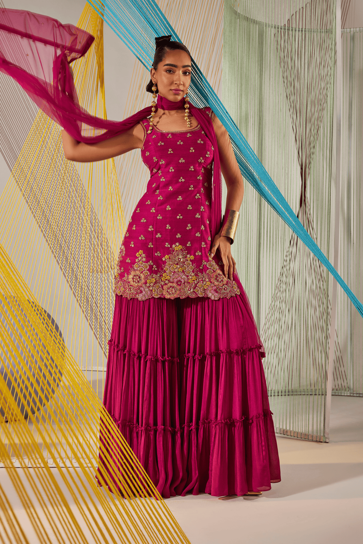 Magenta Pink Tarangita Sharara Set