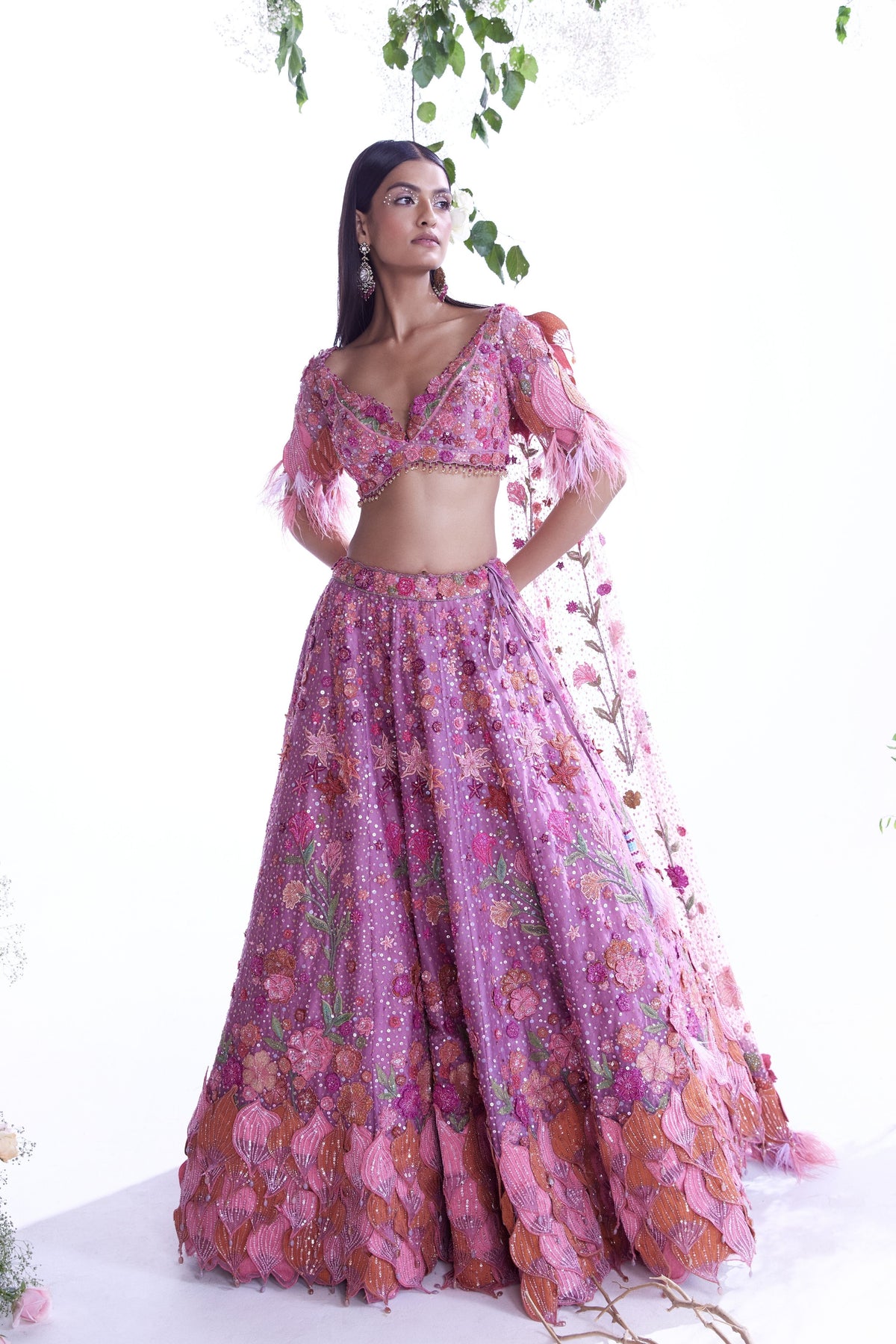 Base Light Purple Lehenga Set