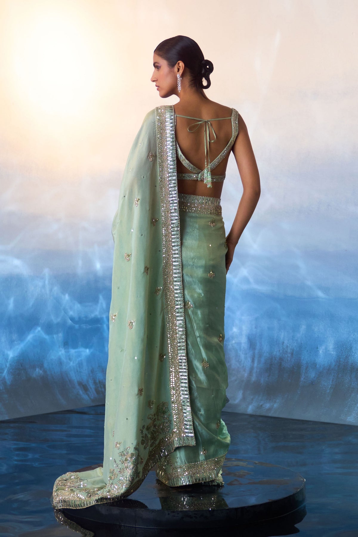 Seafoam Green Saree Set