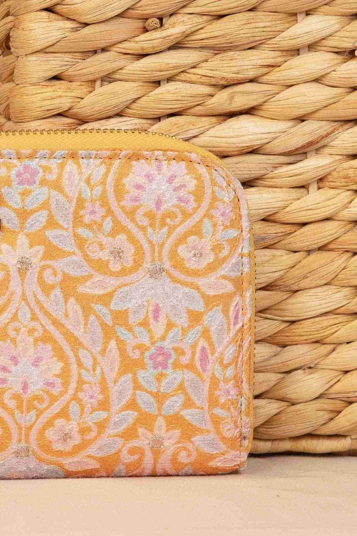 Mustard Nyraa Embroidered Wallet