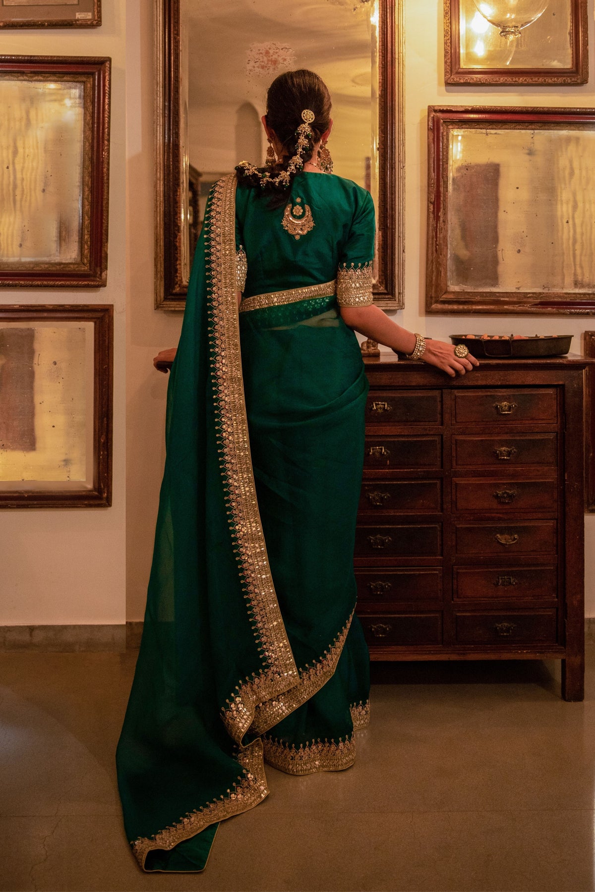 Emerald Green Bridal saree Set