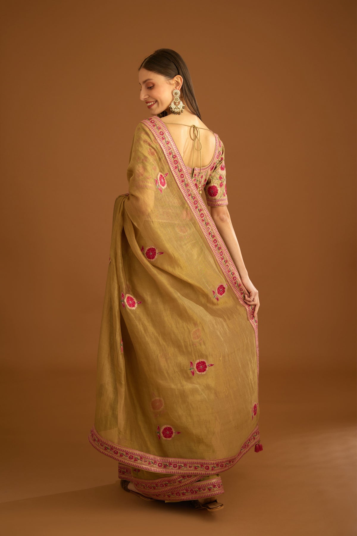 Mustard gold Saree set