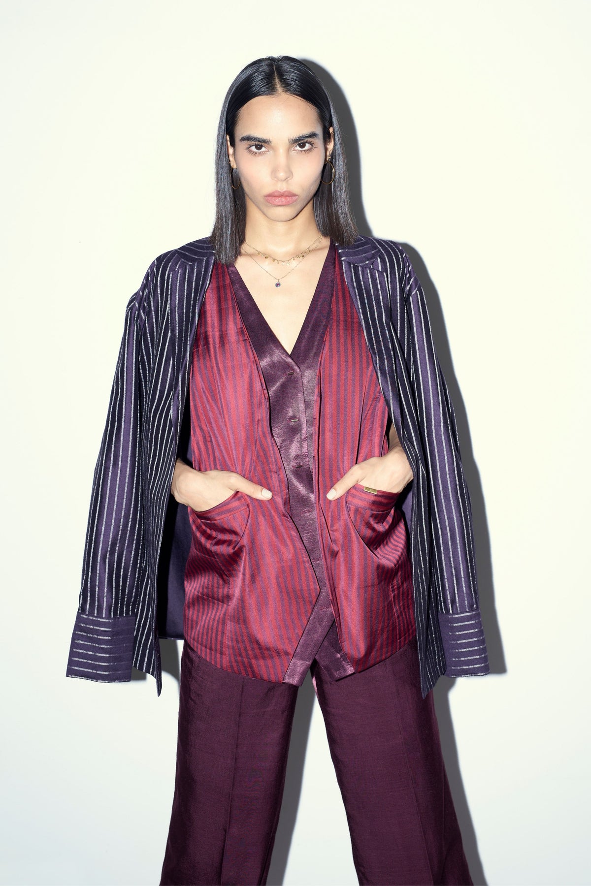 Plum Pinstripe Co-ord Set