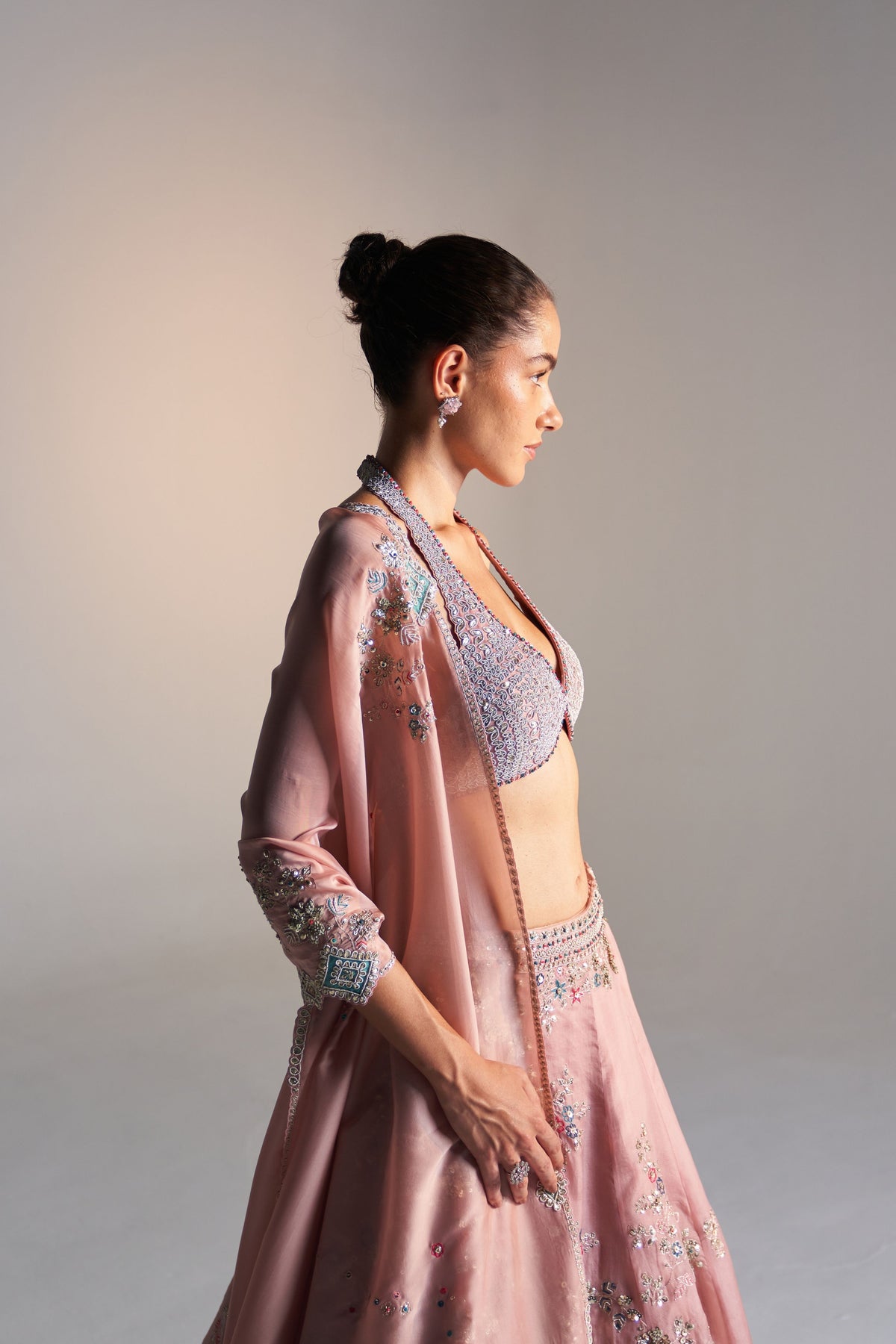 Camellia Pink Organza Lehenga Set