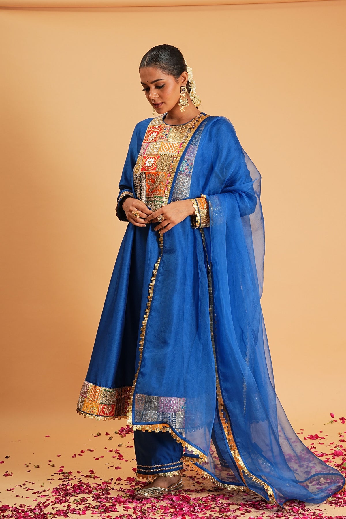 Blue Chanderi Kurta Set