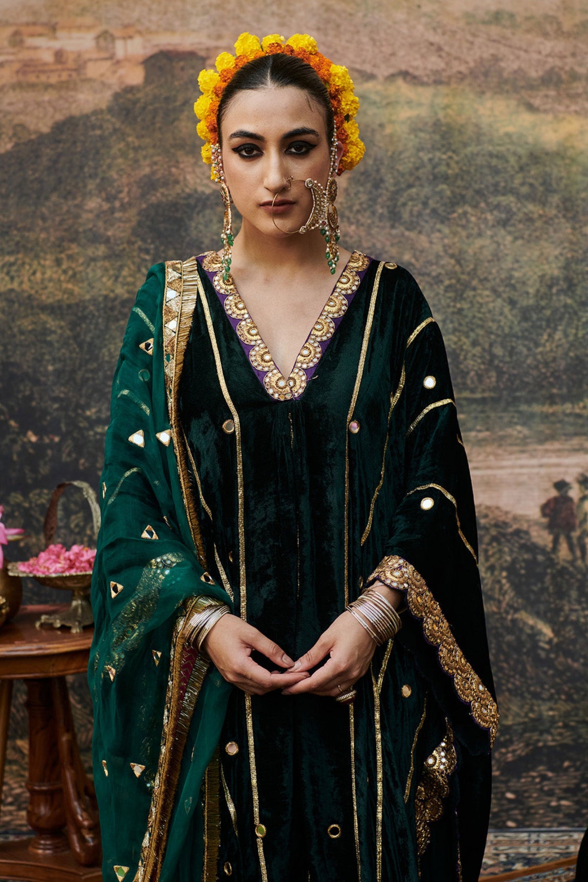 Azal Makhmali Kaftan With Dupatta