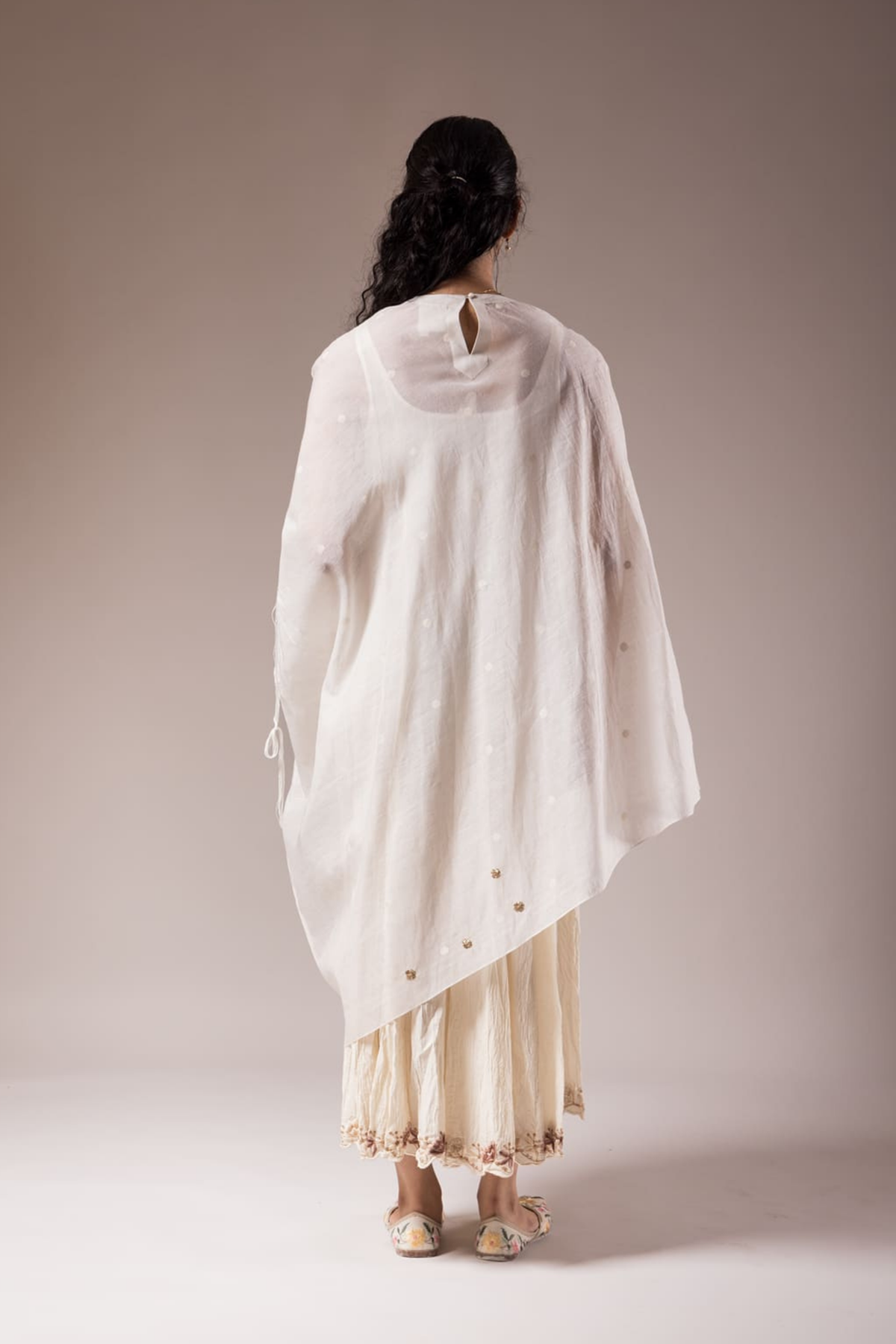 Ivory Chanderi Drape Dress