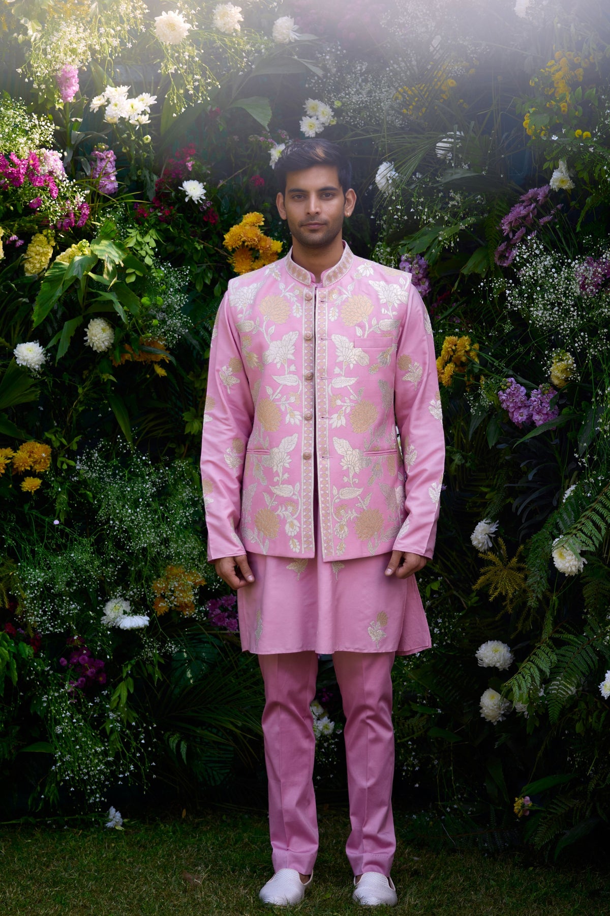 Orchid Pink Waist Coat Kurta Set