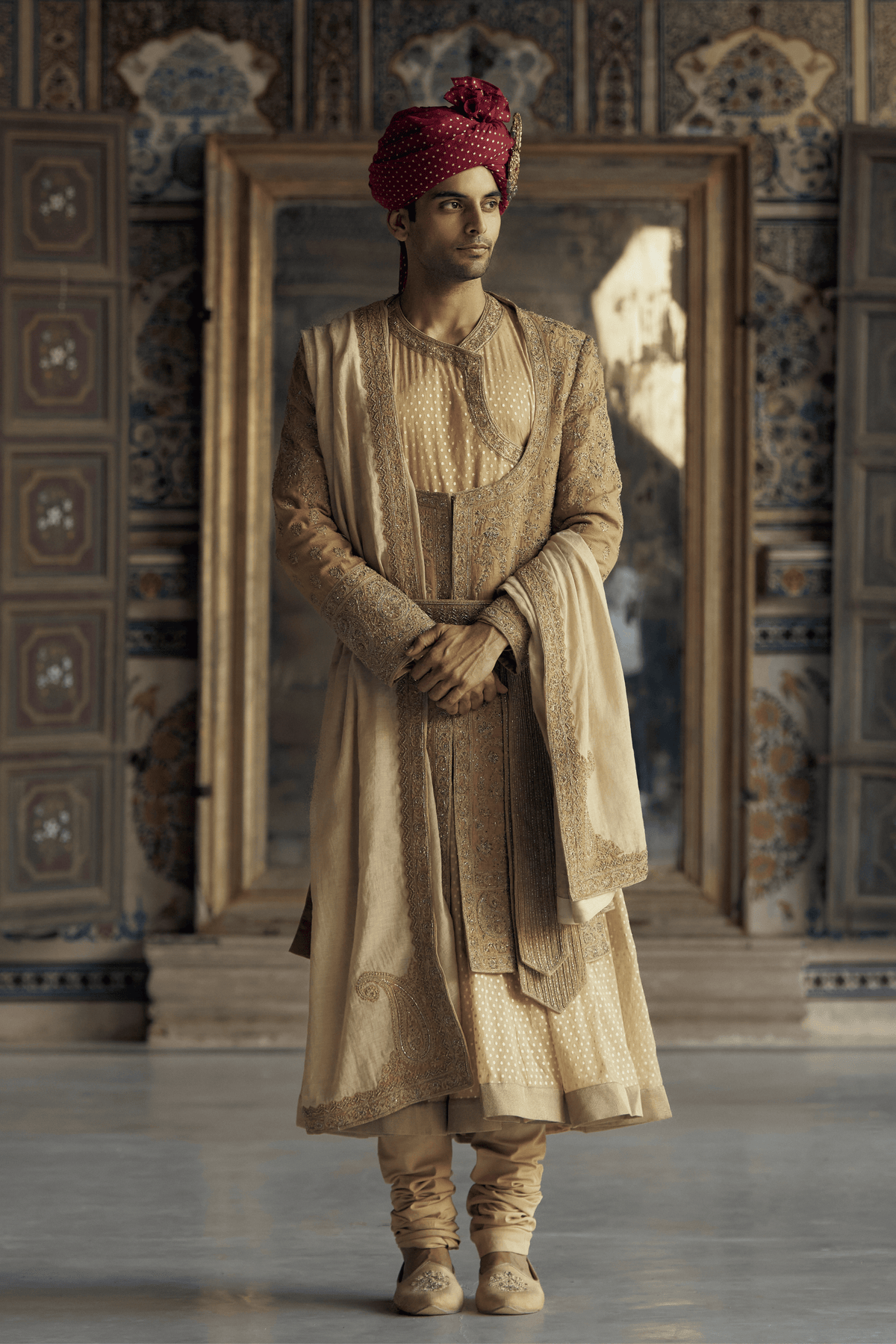 Matka Silk Sherwani Set