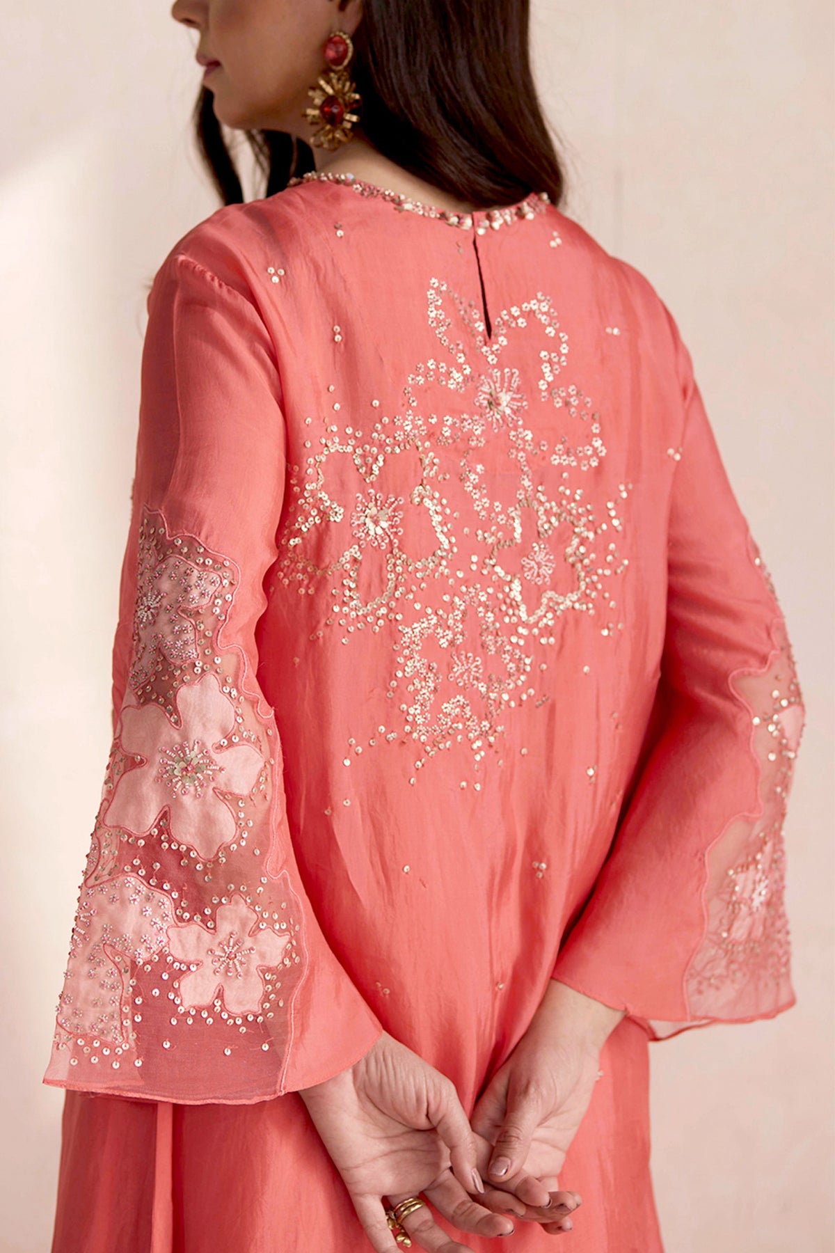 Peach Sharara Set