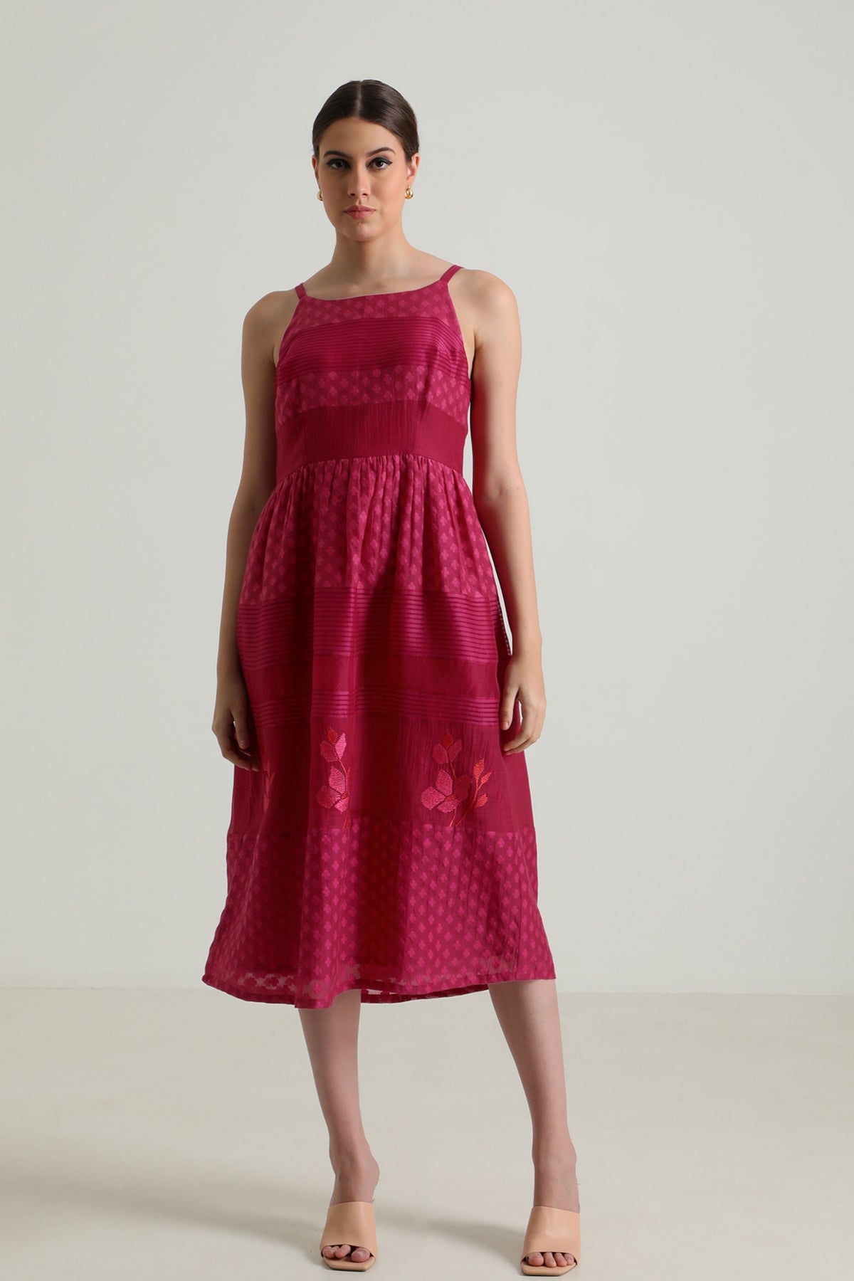 Fuchsia  Embroidery Dress