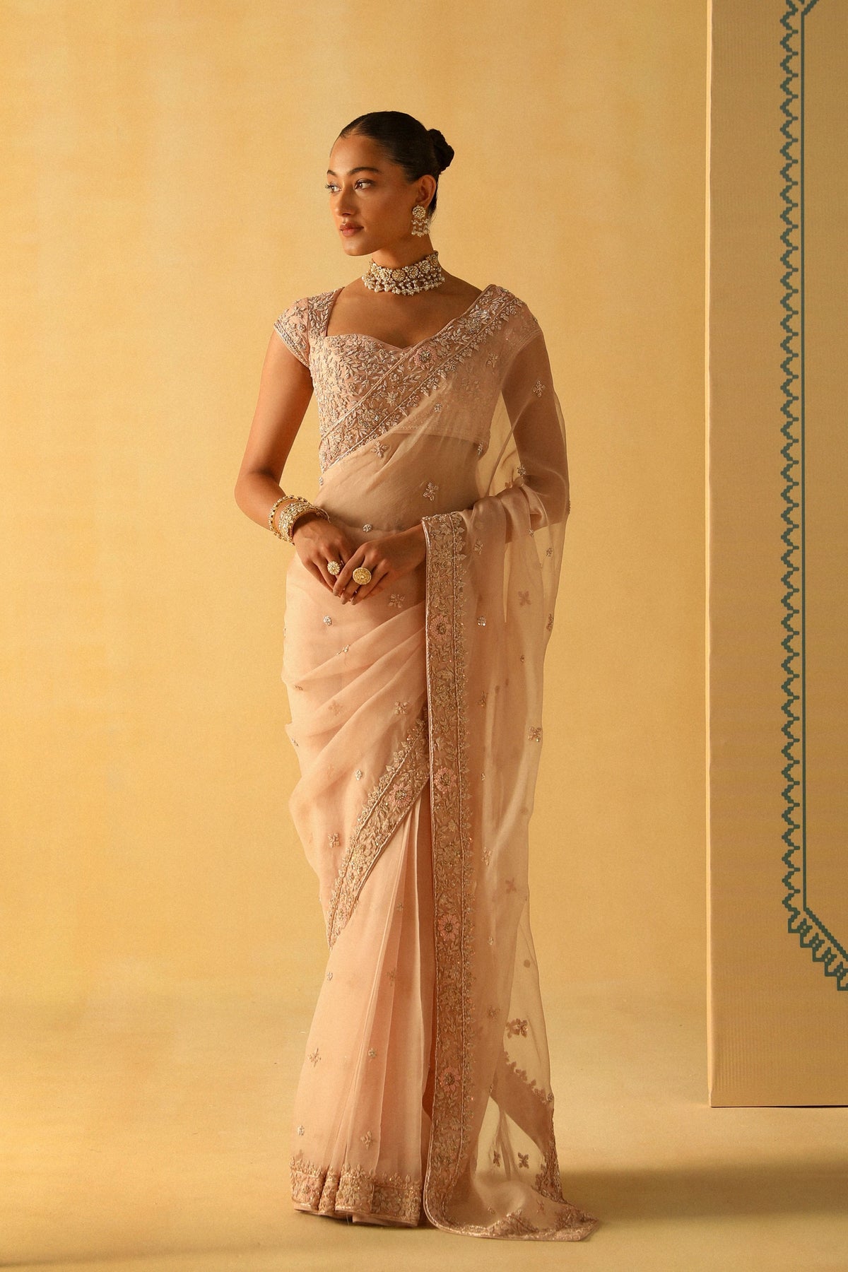 Rose Pink Maliha Saree Set