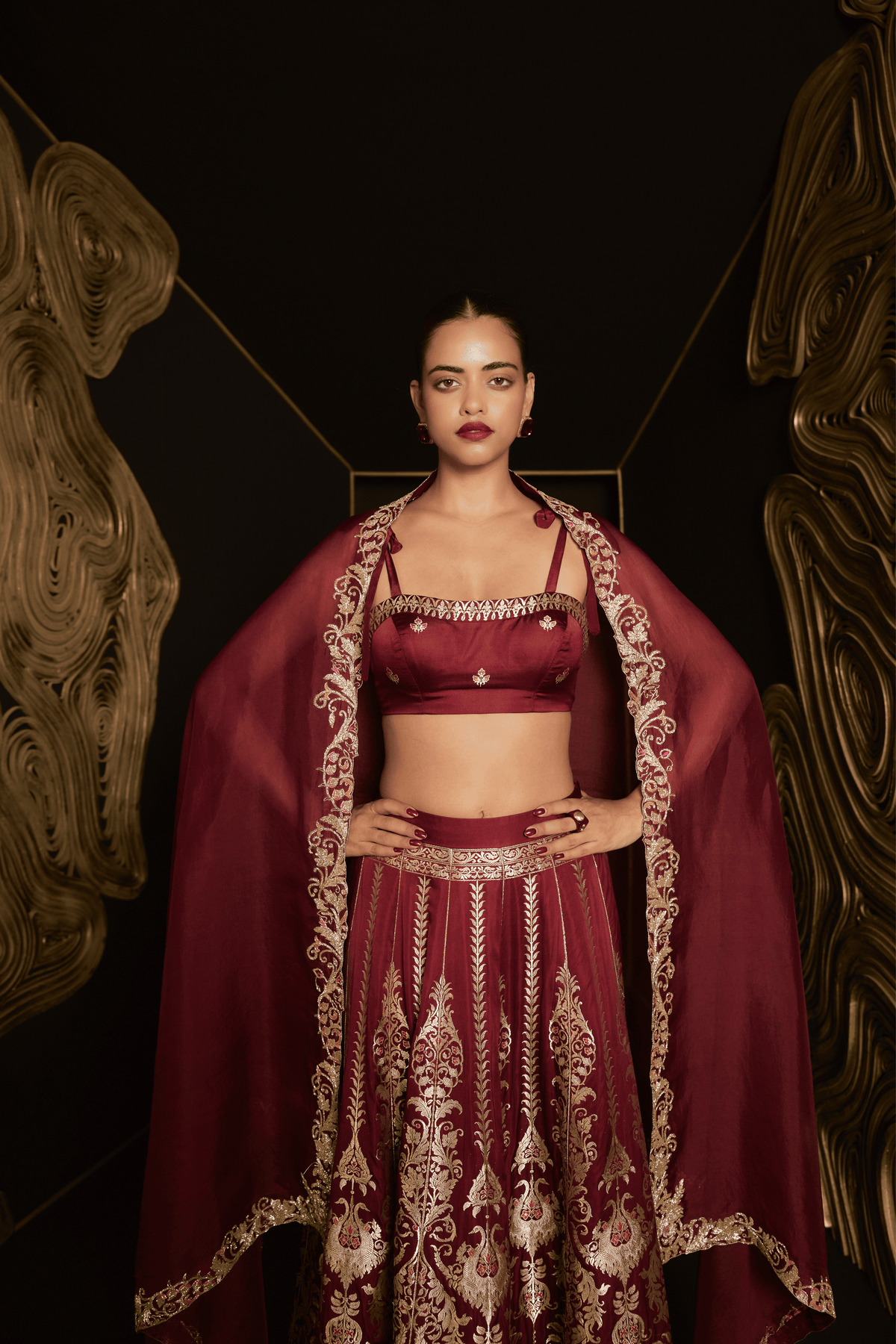 Forever Mine Lehenga in Garnet