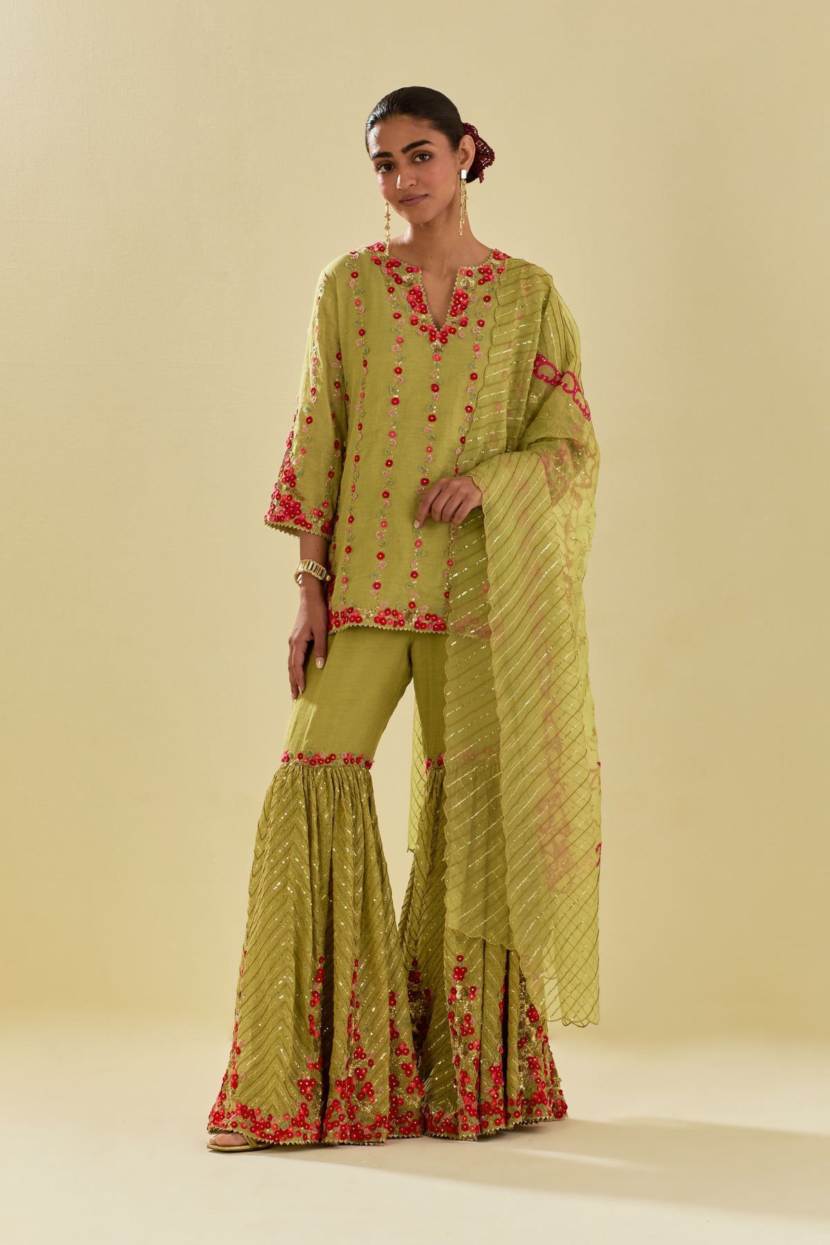 Green Sharara Set