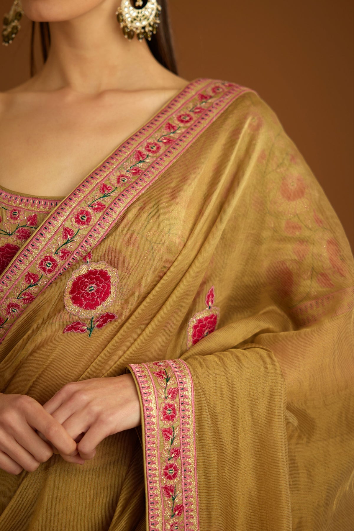 Mustard gold Saree set