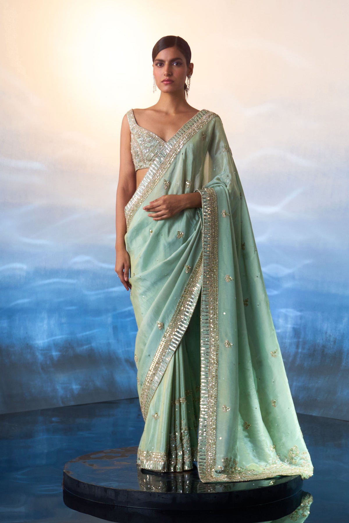 Seafoam Green Saree Set