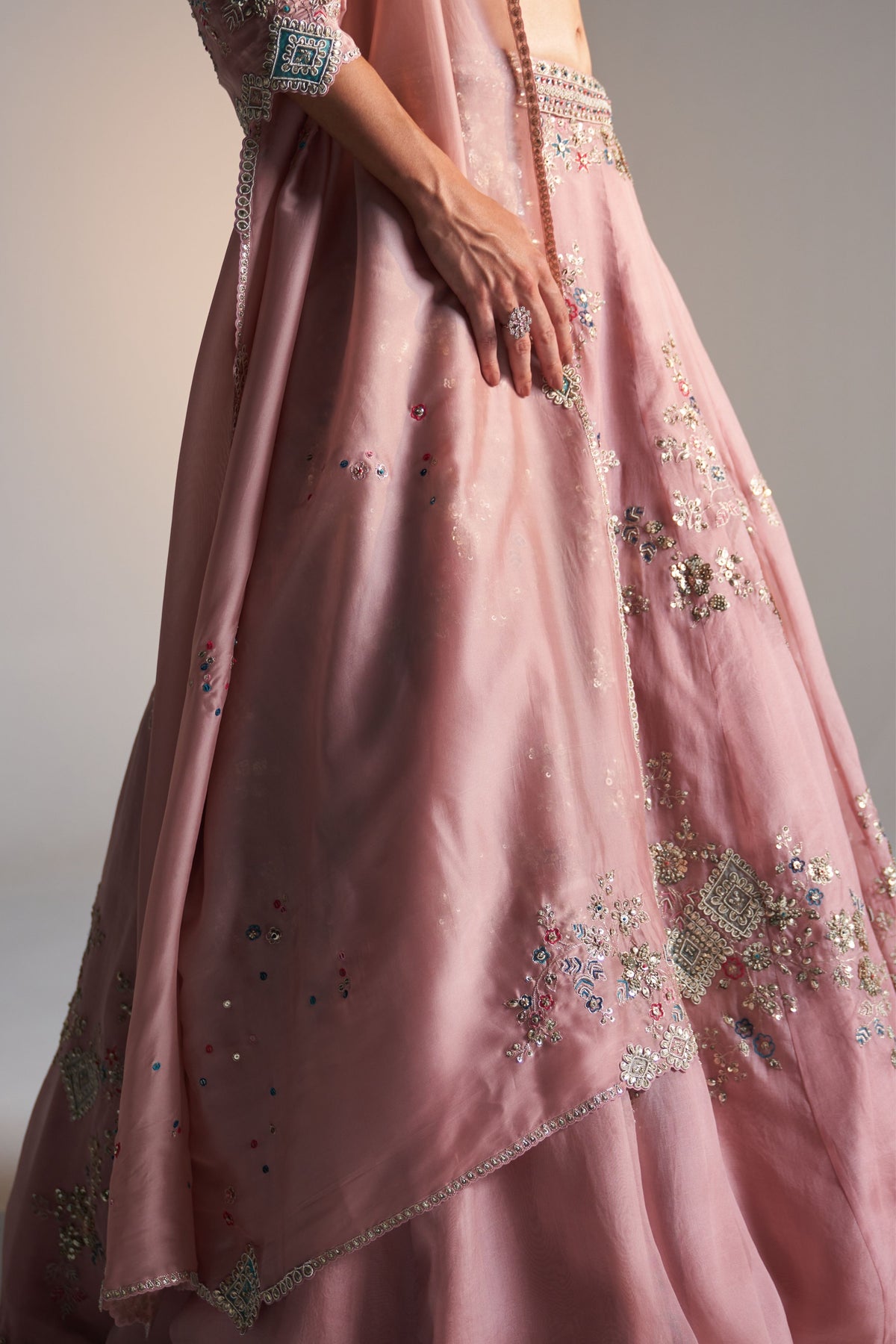 Camellia Pink Organza Lehenga Set