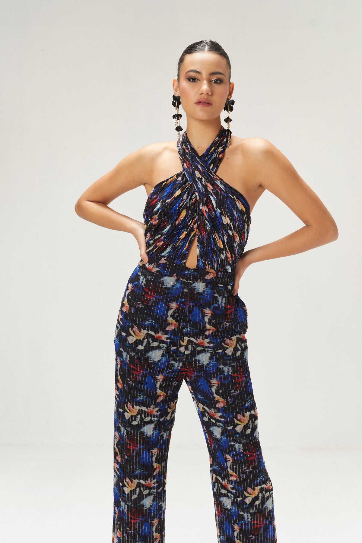 Dark Blue Printed Jumpsuit