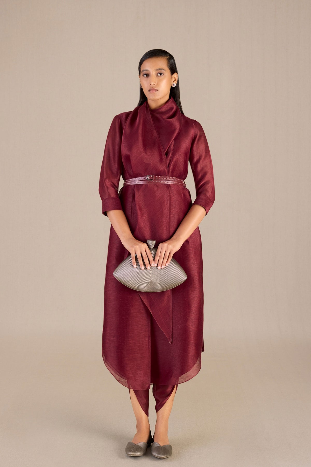 Erum Tunic Set With in Maroon