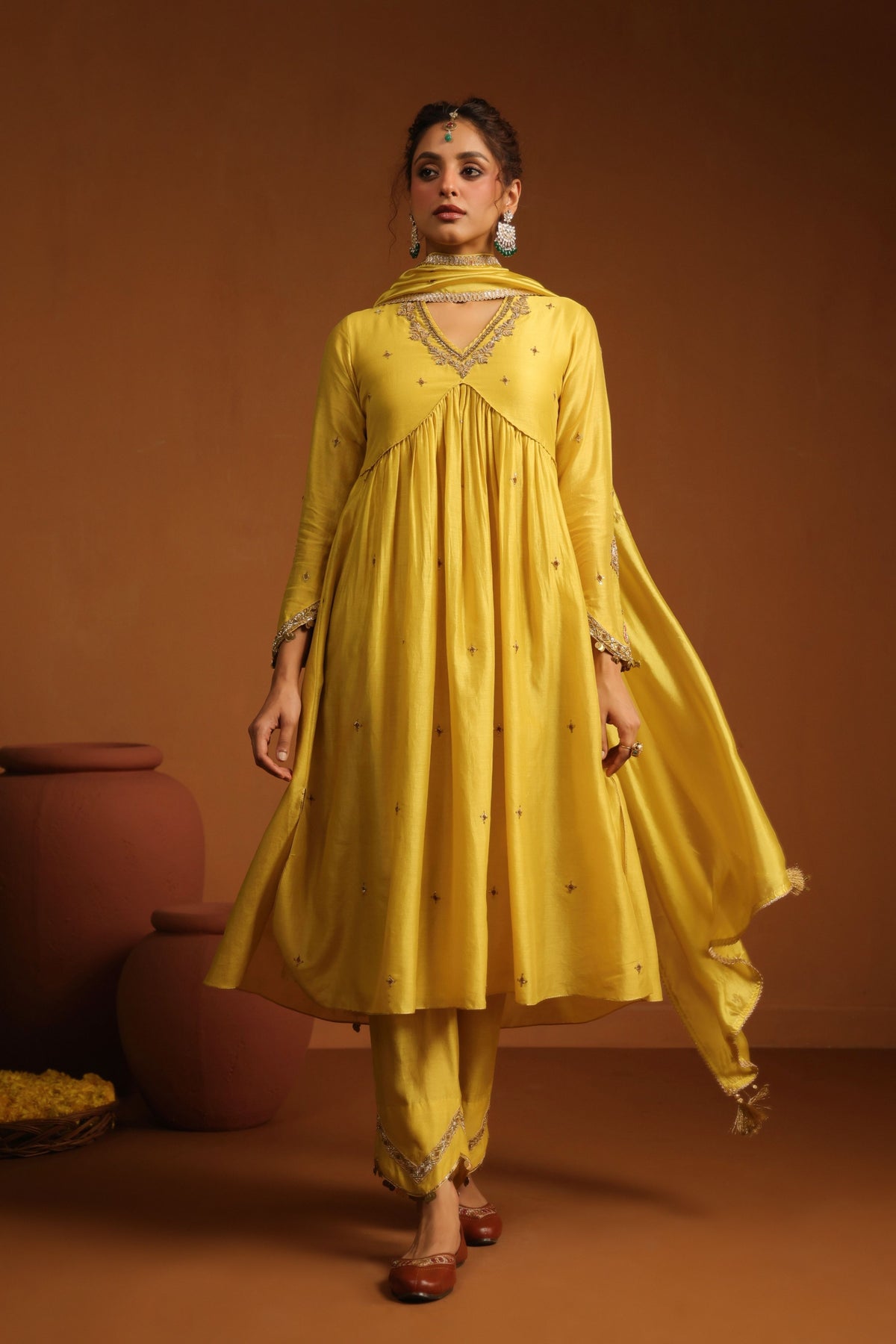 Yellow Chunnat Kurta Set