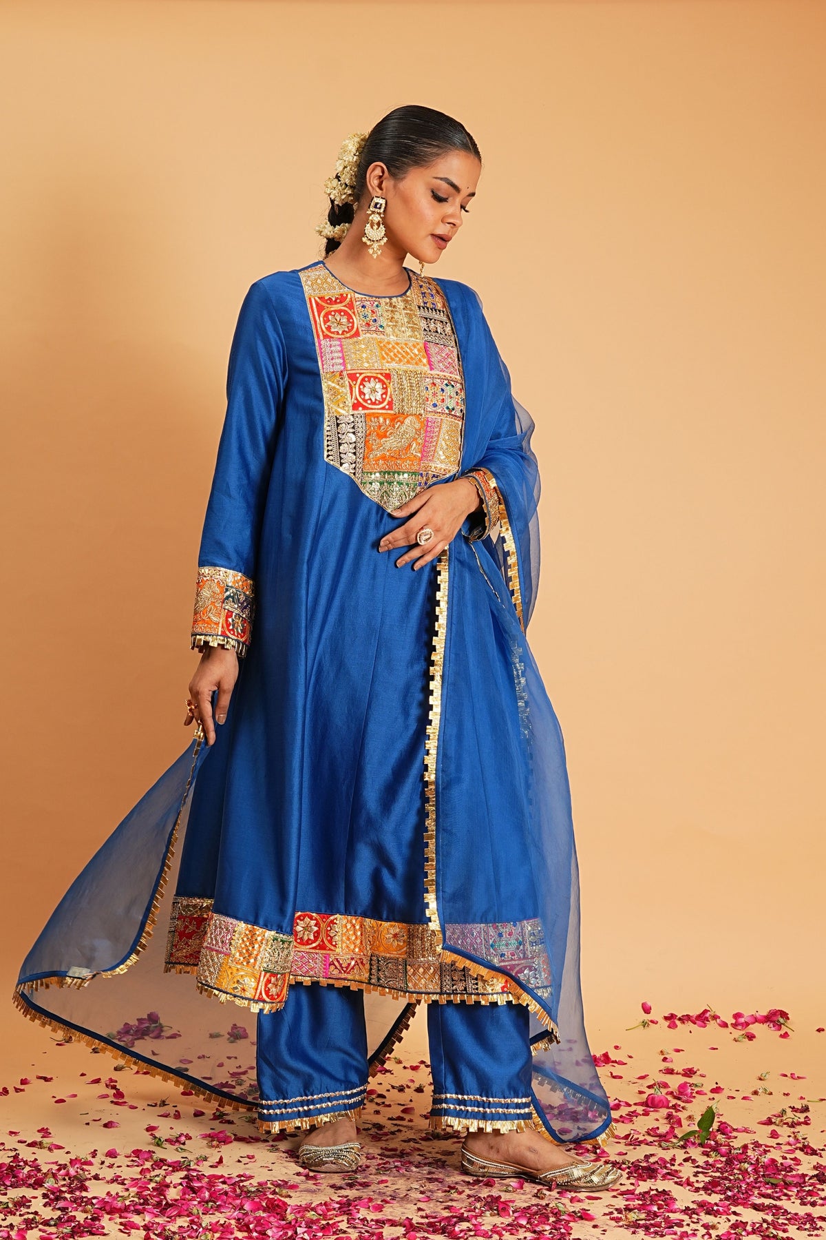 Blue Chanderi Kurta Set