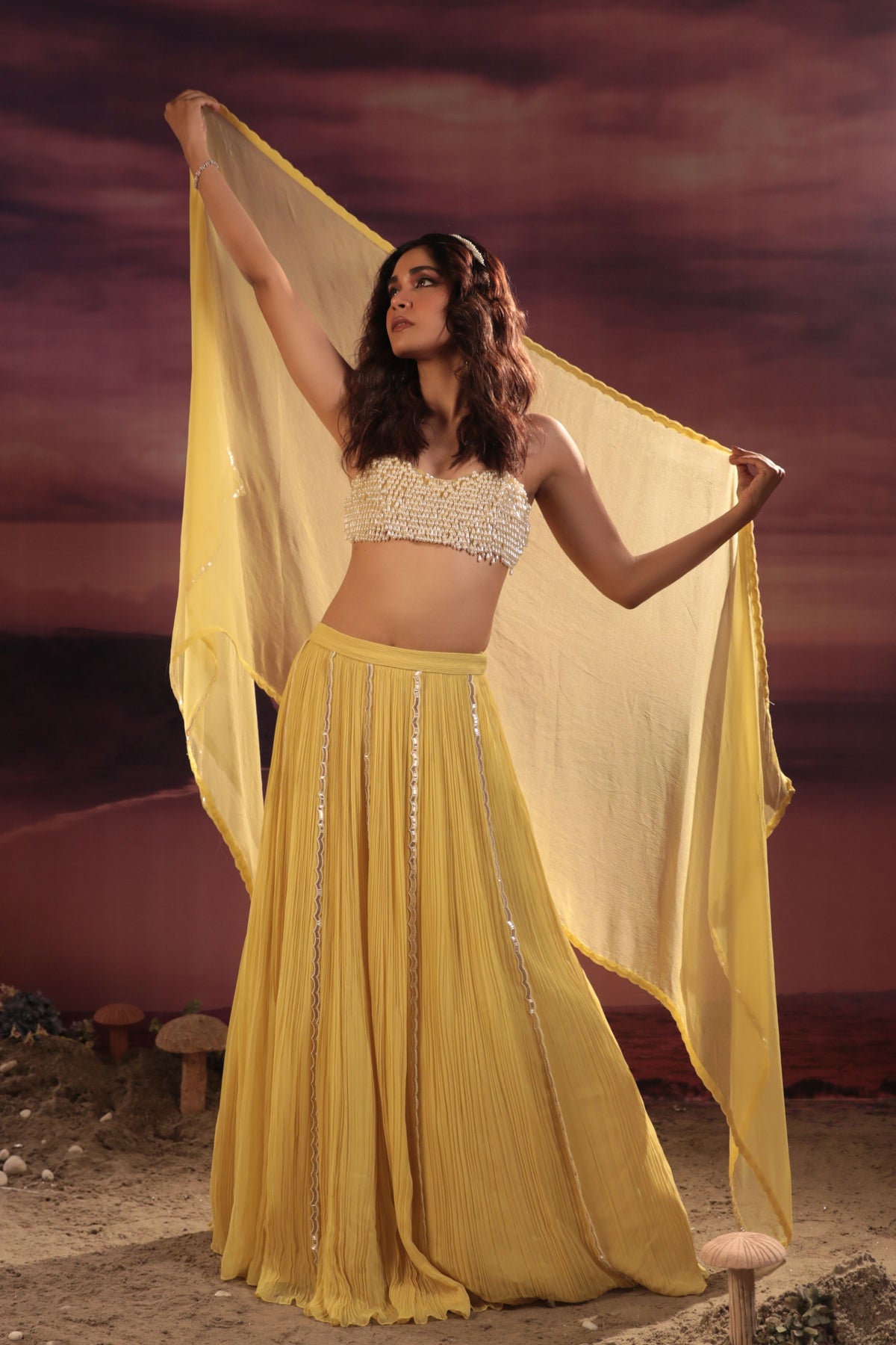 Mange Yellow Lehenga Set