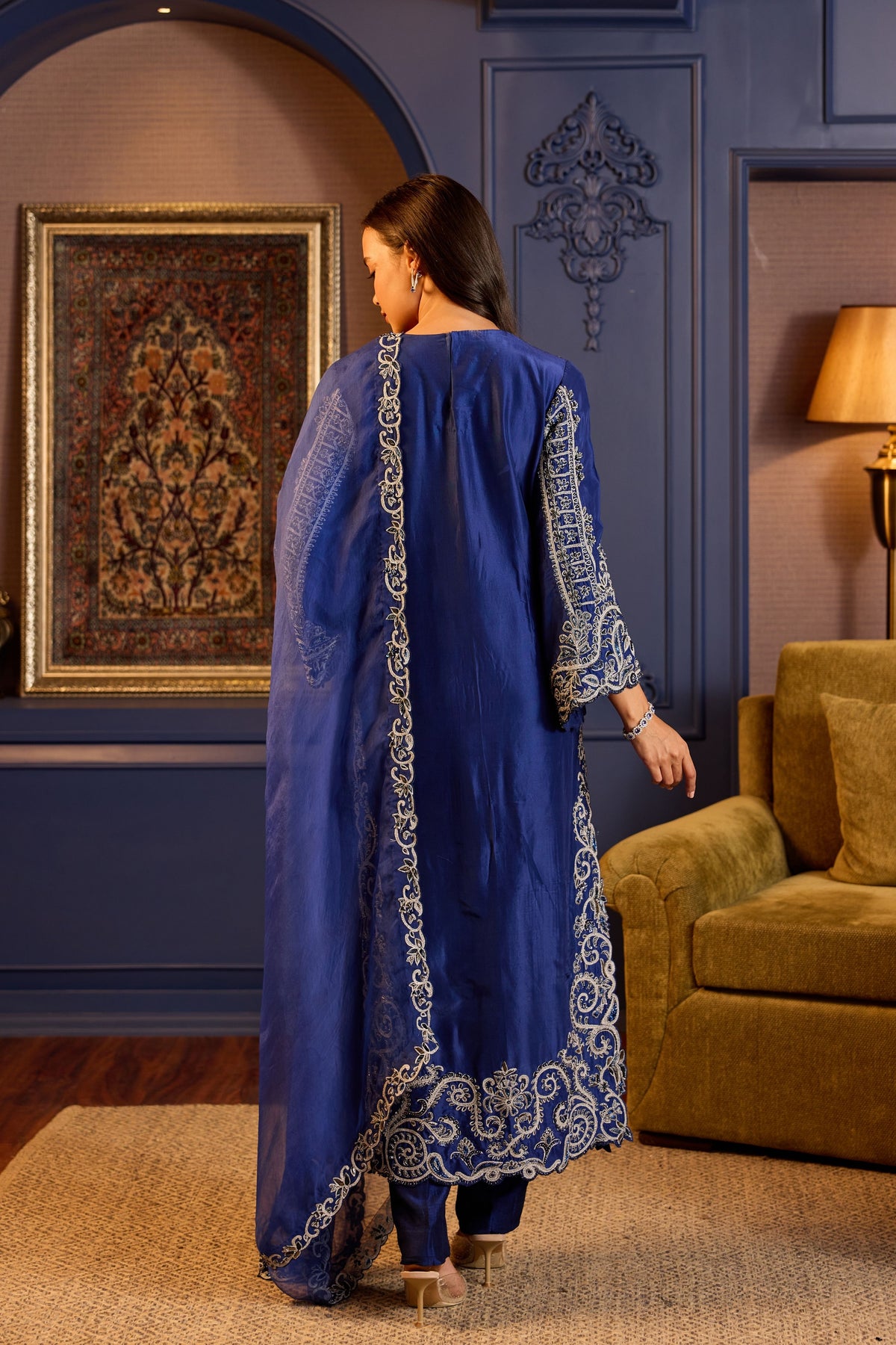 Stunning Blue Silk Pakistani Suit