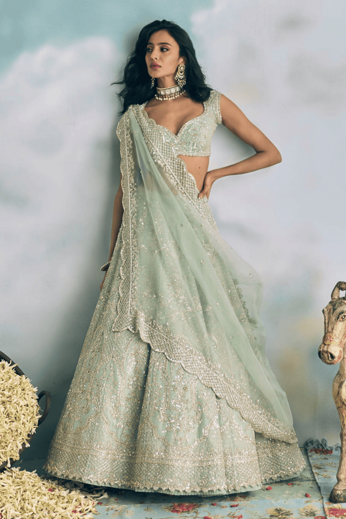 Ice Blue Akhila Lehenga Set