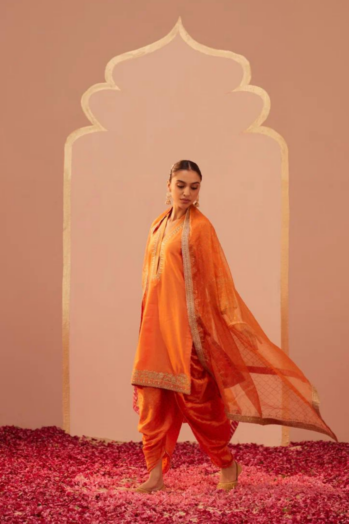 Faheeda Orange Kurta Set