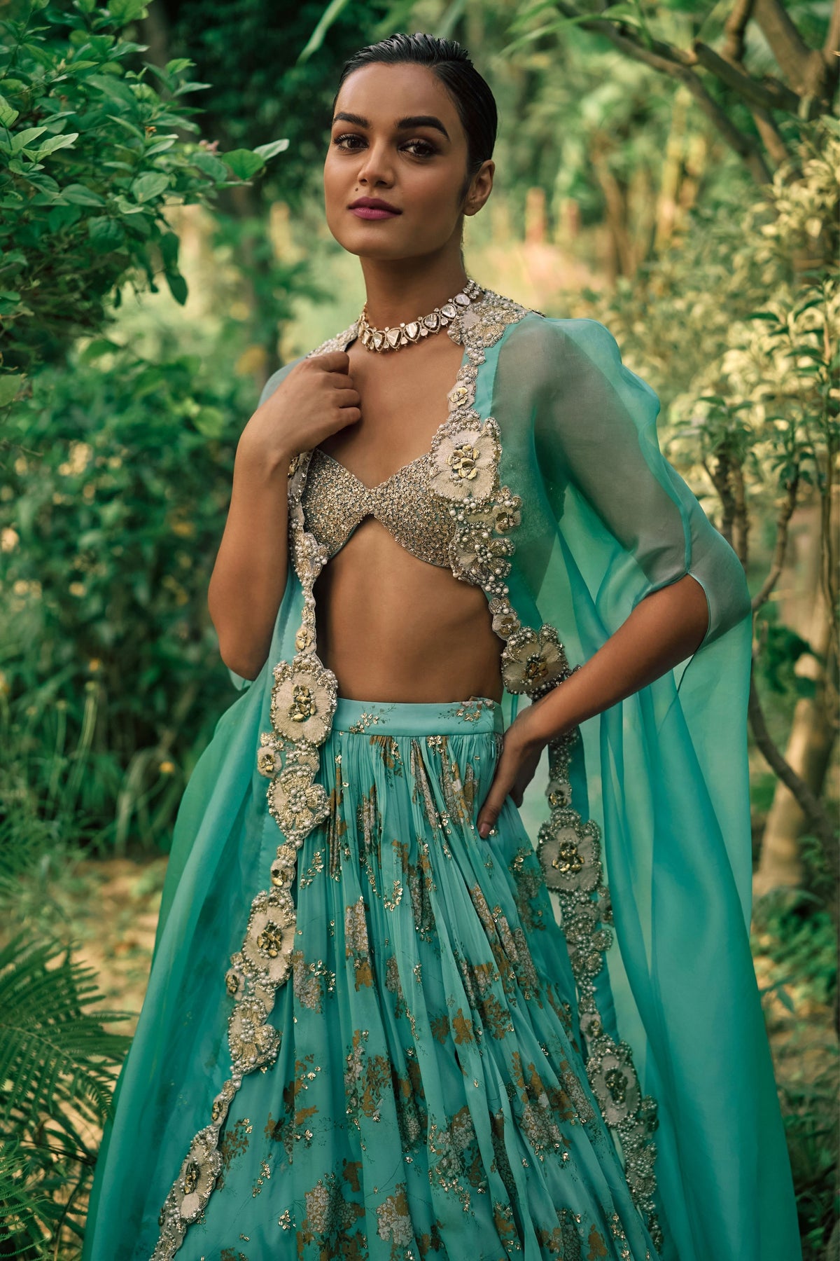 Coral Blue Sylvia Lehenga Set